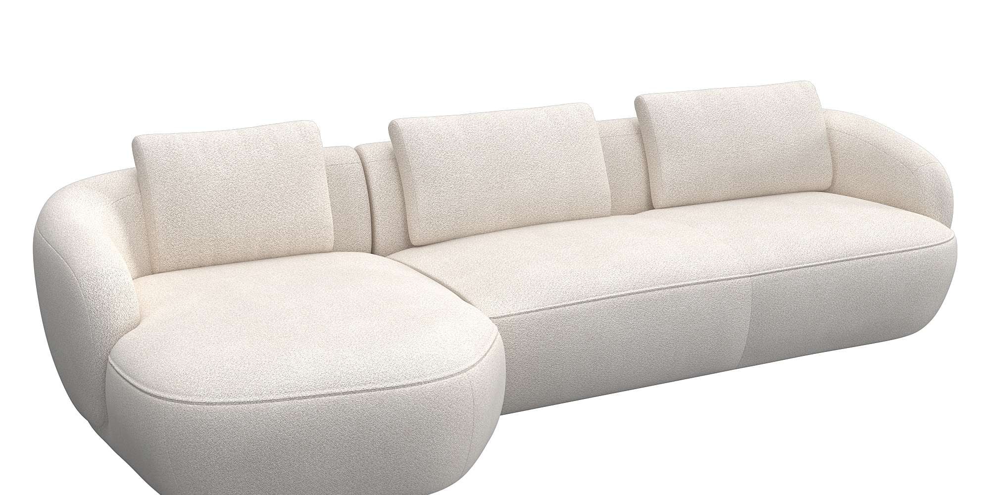 FLEXLUX Wohnlandschaft »Torino, rund, L-Form, Sofa-Ecke mit Recamiere, Longchair-Sofa«, Modernes, organisches Sofa-Design, Kaltschaum, Wellenunterfederung