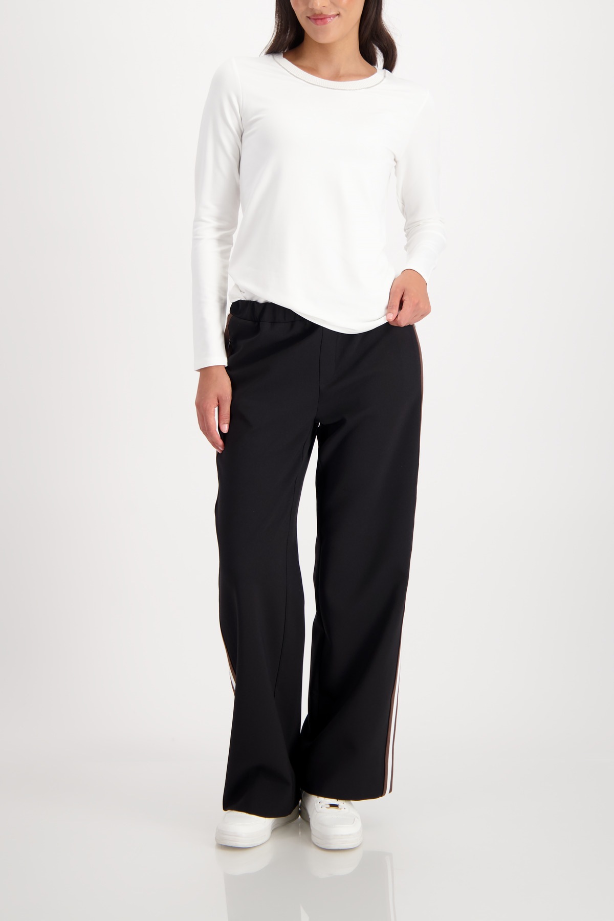 Monari Langarmshirt »Shirt Basic Schmuck Kette« Regular fit mit Rundhalsausschnitt