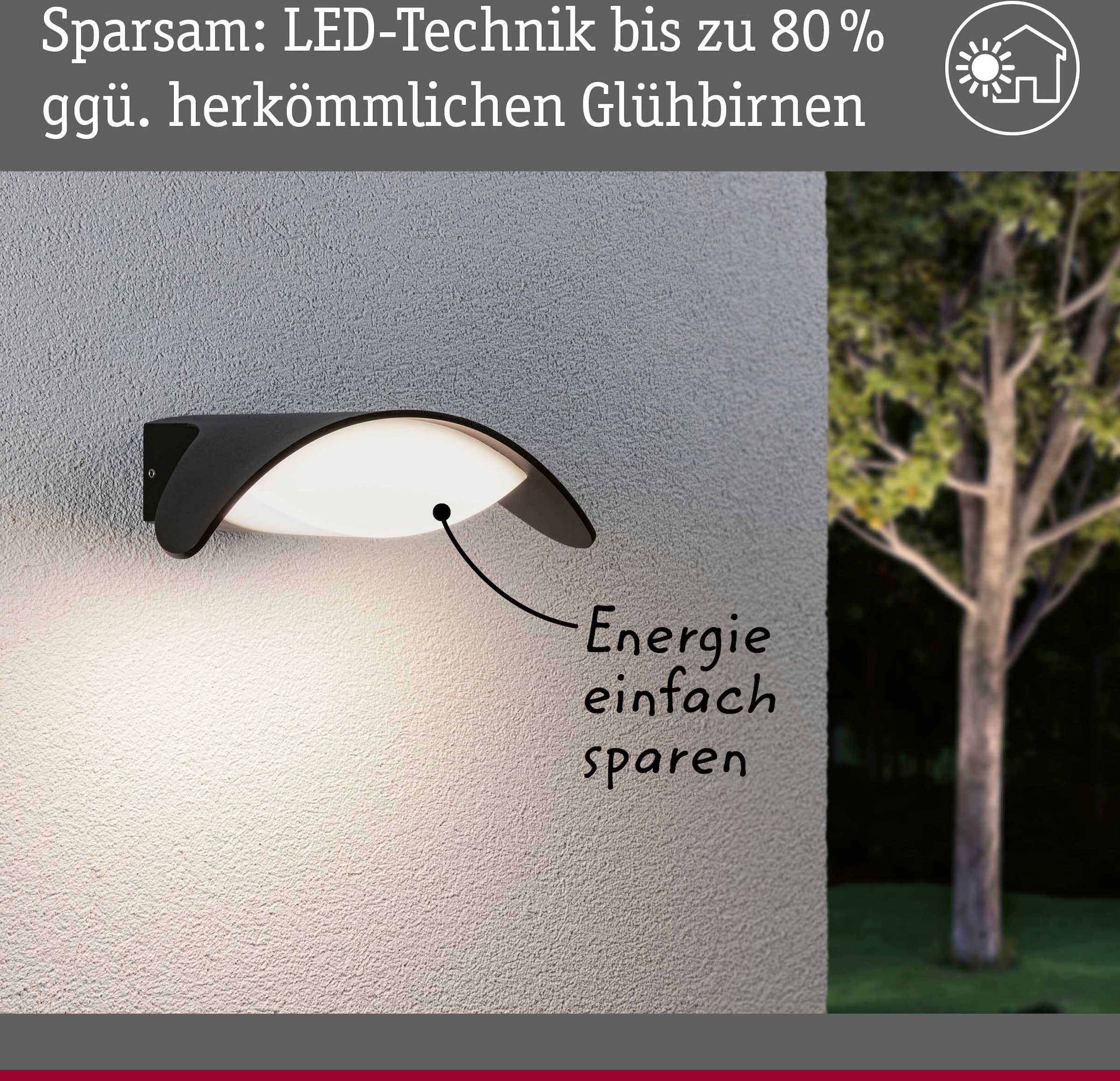 Paulmann LED Außen-Wandleuchte »Outdoor 230V Mesana IP44 anthrazit«, 1 flammig, IP44