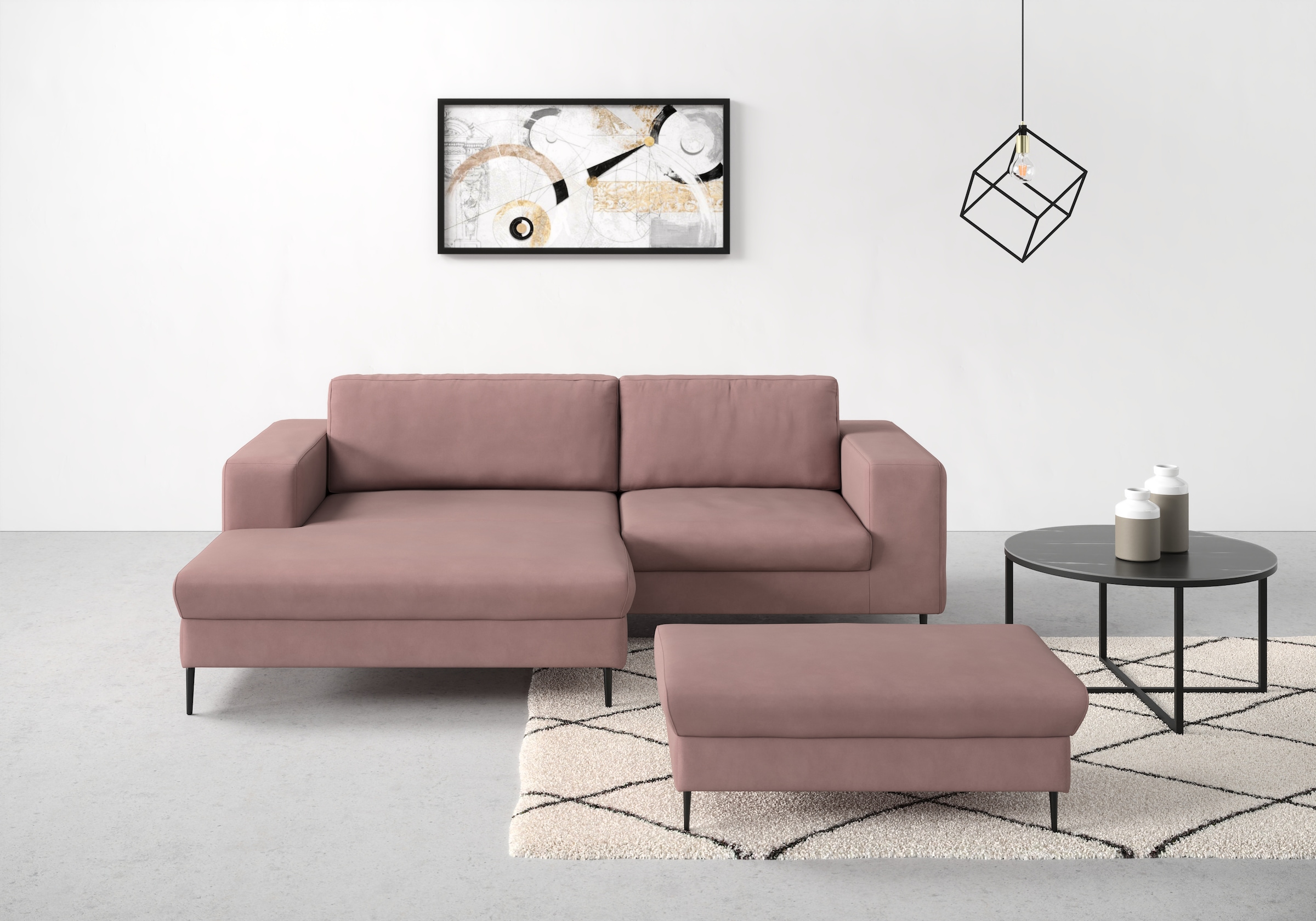 DOMO collection Ecksofa »Modica kompakt und elegant, Breite 244, L-Form«, moderne Optik mit extrabreiter Recamiere, auch in Cord