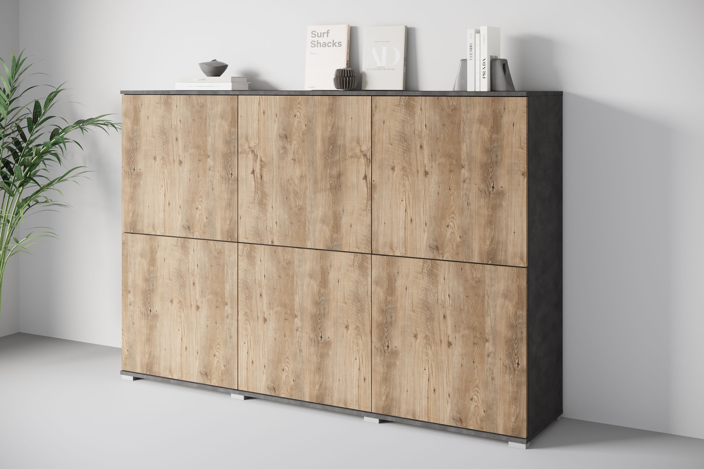 OTTO home Highboard »Kenia, moderne grifflose Hochkommode mit 6 Türen, Breite 180 cm« 1 Stk. tlg. Push-to-Open-Fronten, höhenverstellbaren Einlegeböden