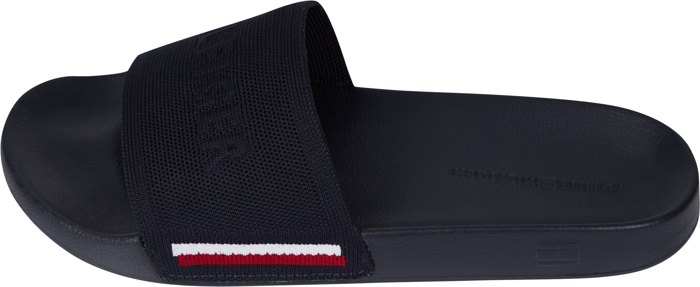 Tommy Hilfiger Badepantolette »CORPORATE KNITTED BEACH SANDAL«, mit blau-weiß-rot-Streifen