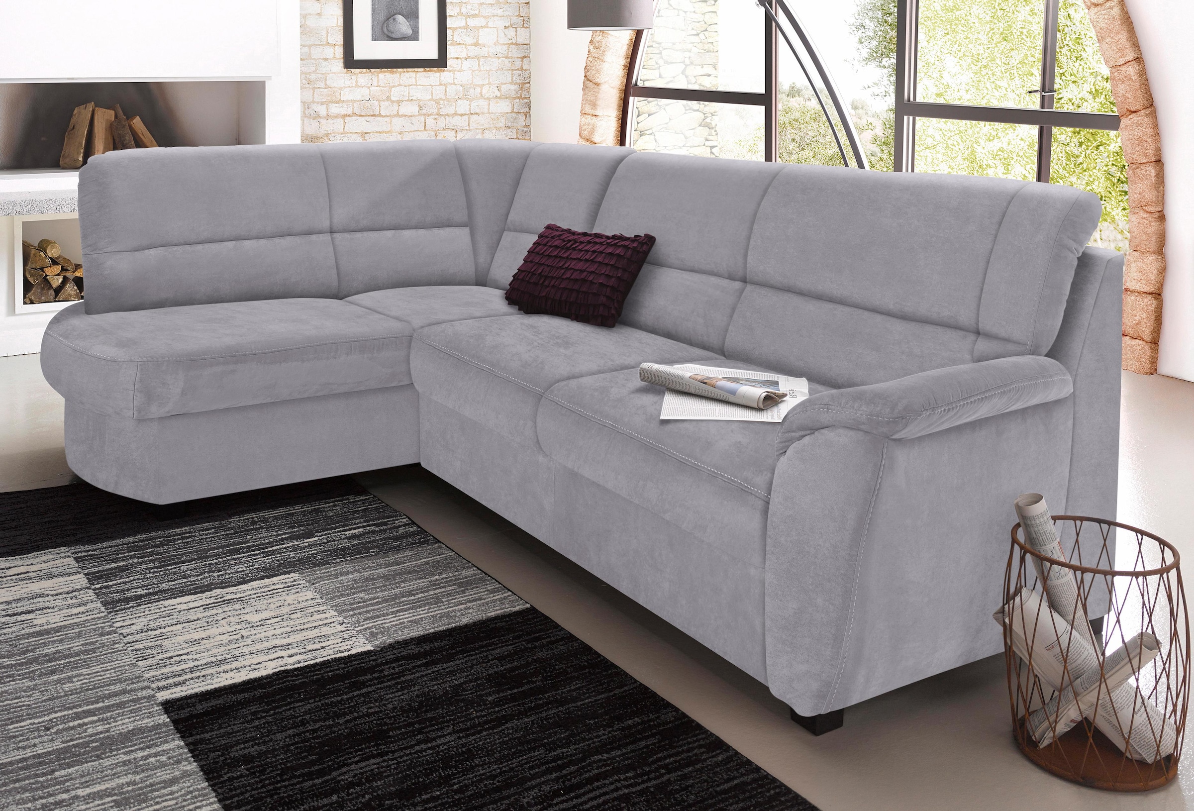 sit&more Ecksofa »Pandora L-Form«, wahlweise mit Bettfunktion und Bettkasten