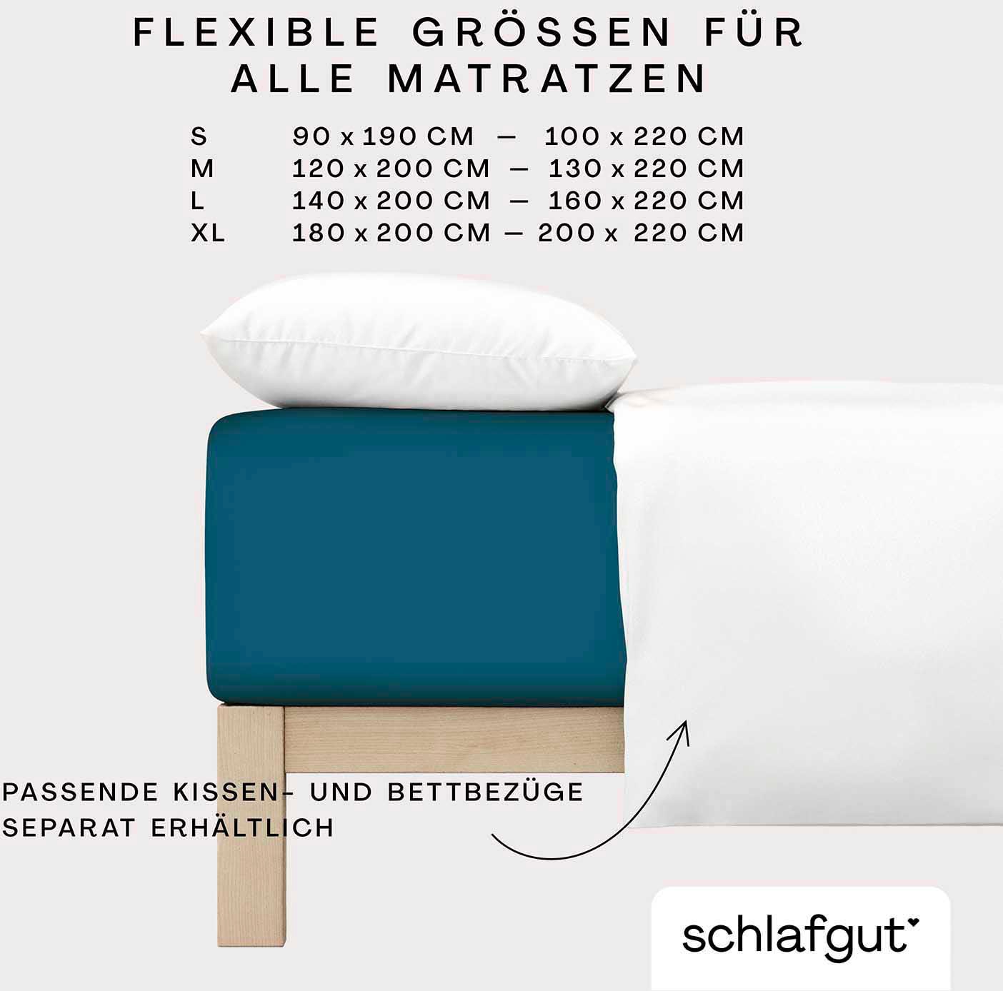 Schlafgut Spannbettlaken »PURE BOXSPRING in Gr. 90x200, 140x200 oder 180x200, für Boxspringbett«, aus Bio-Baumwolle, für Matratzen bis 40 cm Höhe, Bettlaken