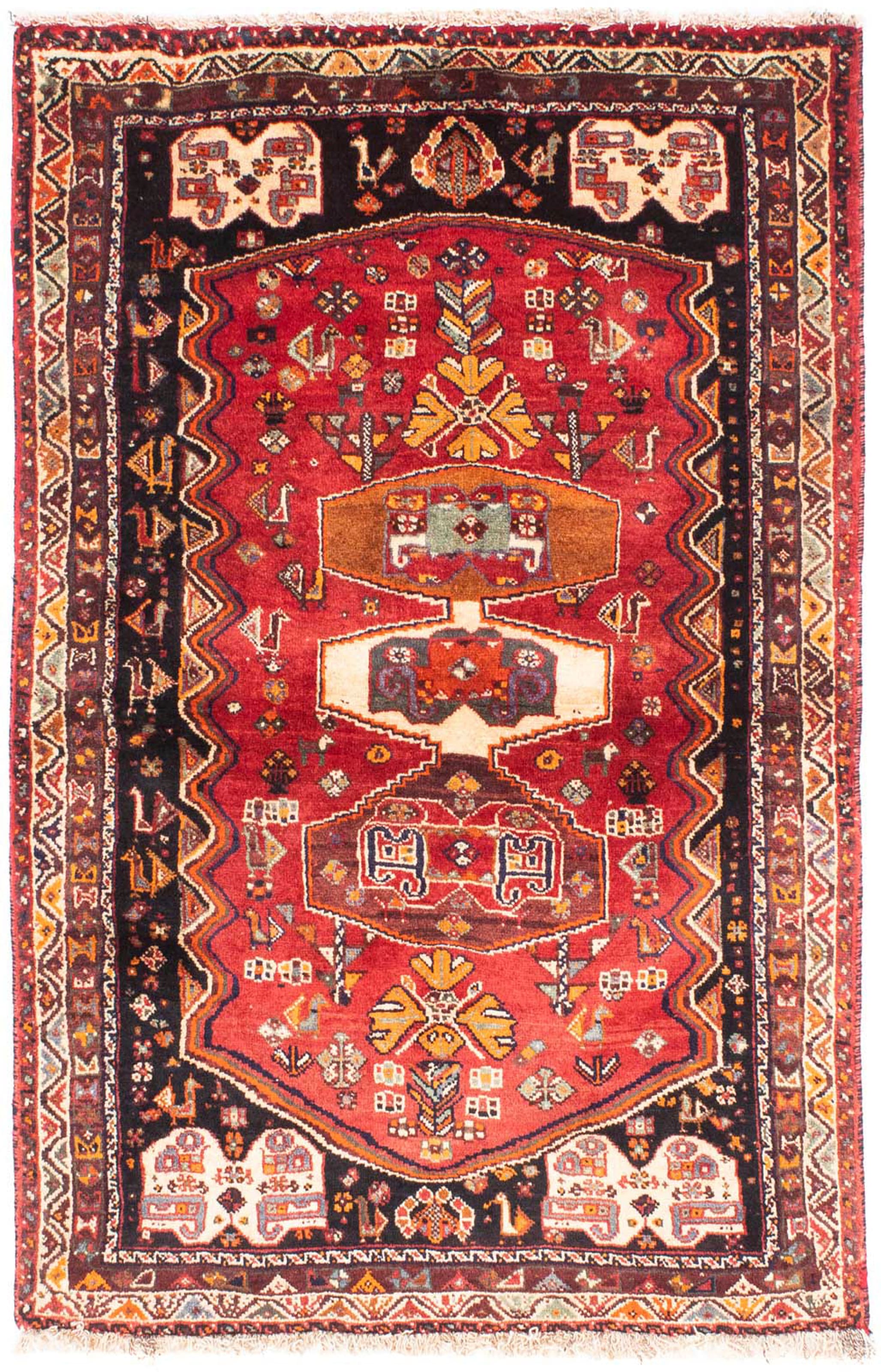 morgenland Orientteppich »Perser - Nomadic - 160 x 105 cm - rot«, rechteckig, Wohnzimmer, Handgeknüpft, Einzelstück mit Zertifikat