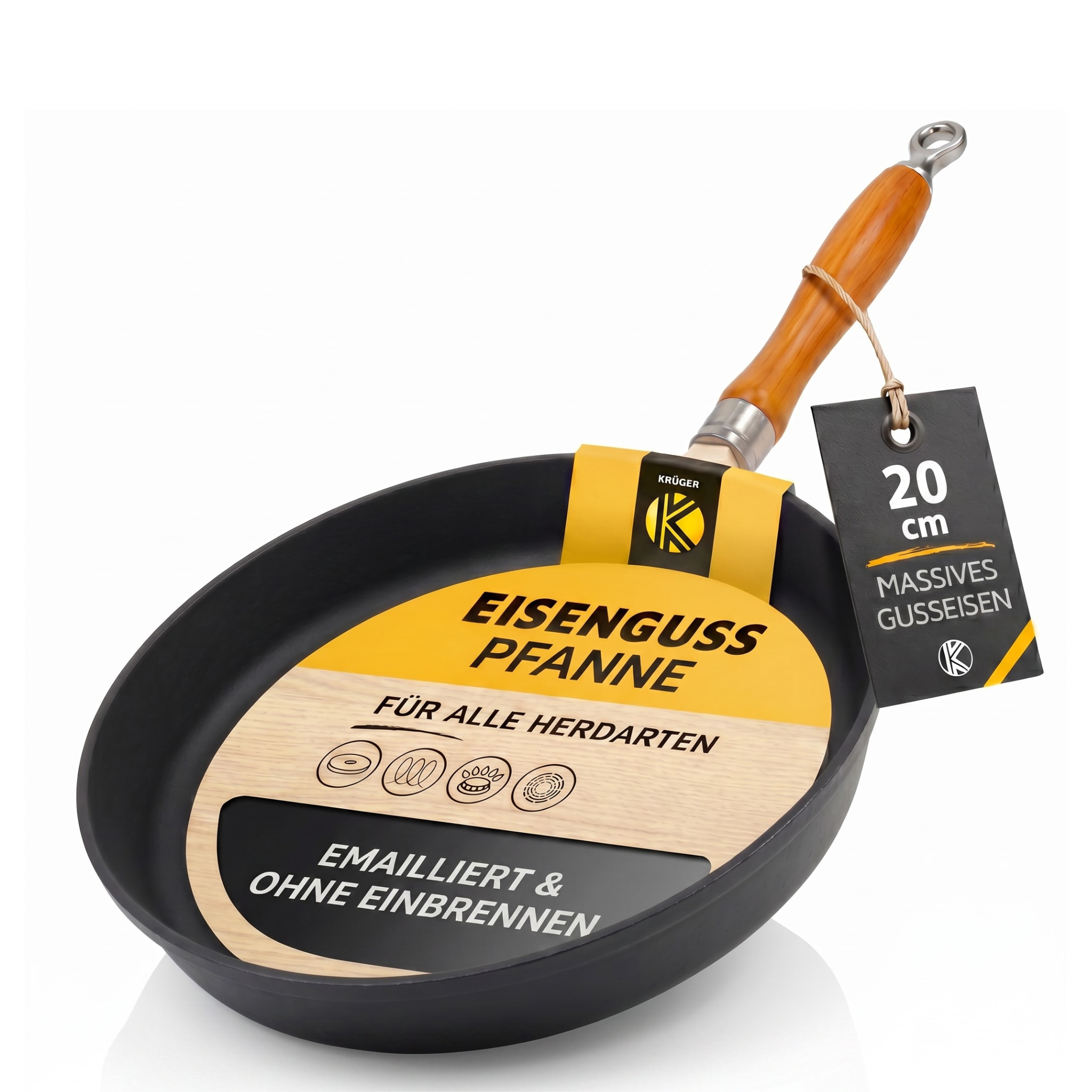 Krüger Bratpfanne »Einsenguss Pfanne RUSTICA« Gusseisen 1 Stk. tlg. für Induktions-Kochfelder geeignet