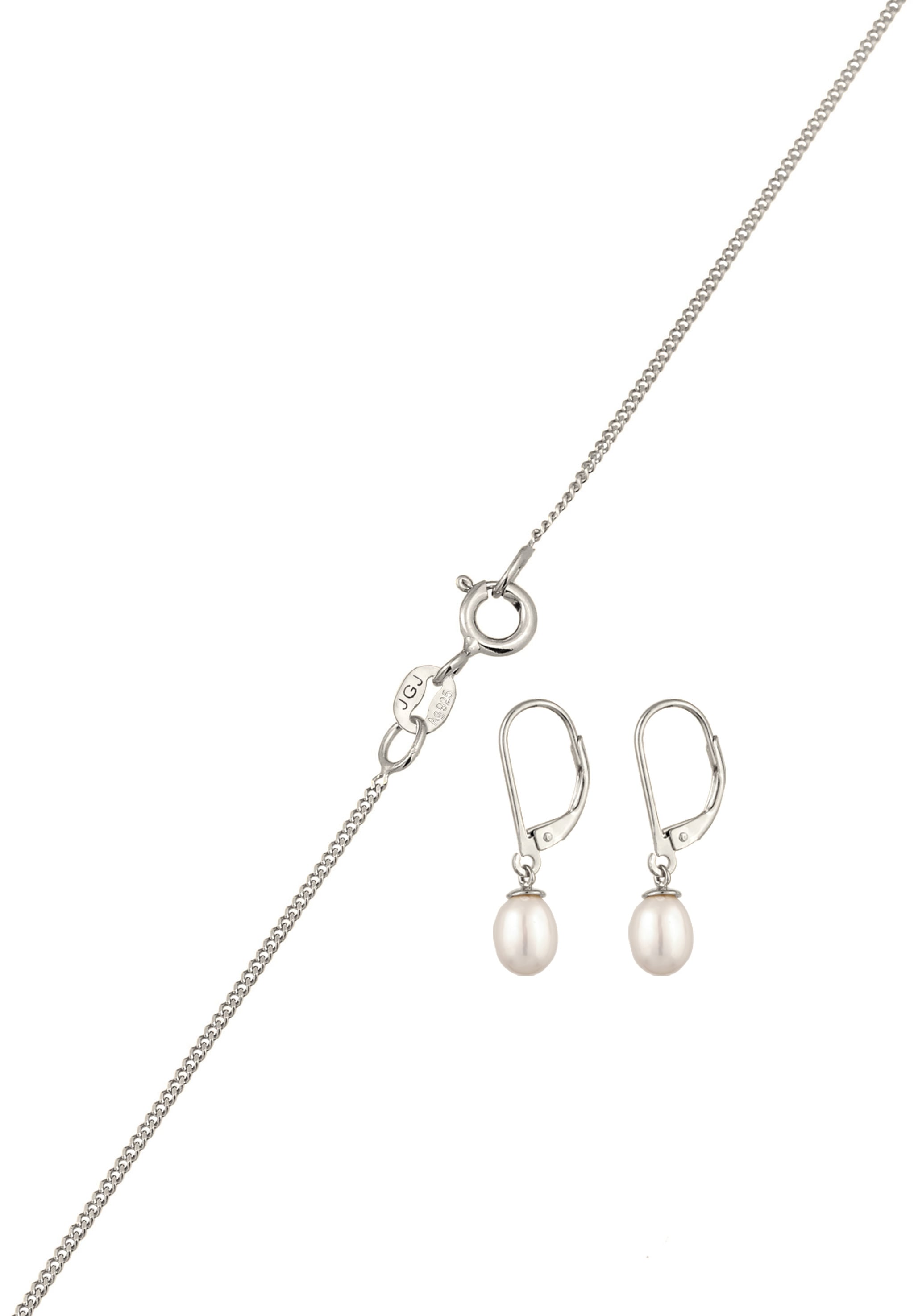 Elli Ohrring und Ketten Set »Schmuckset Süßwasserperlen Weiß 925 Sterling Silber« ()