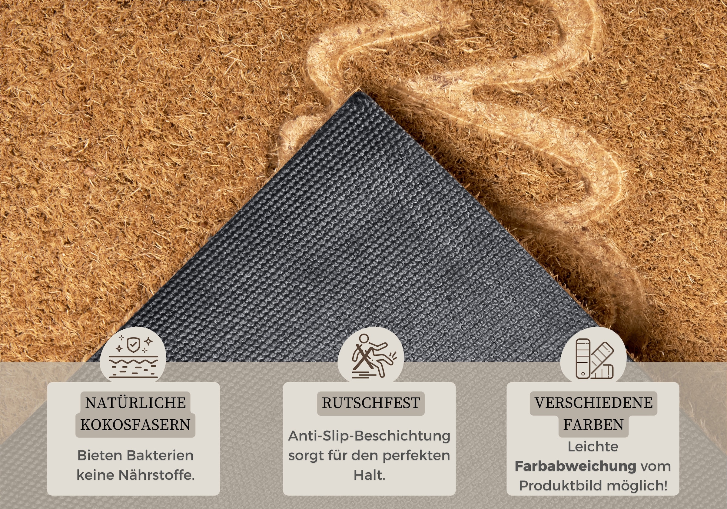 HANSE Home Fußmatte »Welcome, Türmatte«, rechteckig, 15 mm Höhe, Kokos, Schmutzfangmatte, Outdoor, Rutschfest, Innen, Kokosmatte, Flur