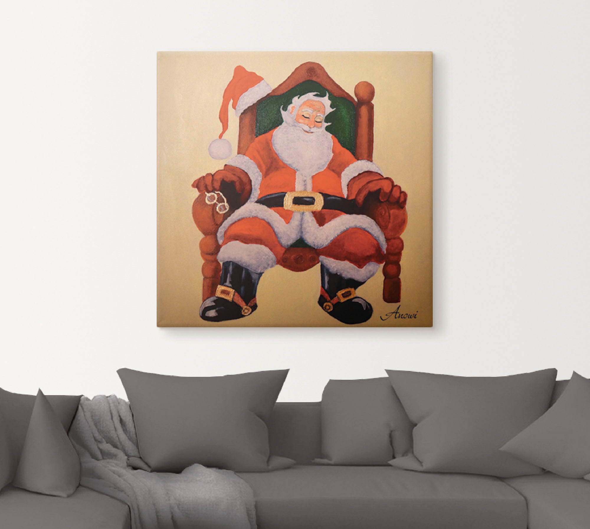 Artland Leinwandbild »Schlafender Weihnachtsmann«, Weihnachten, (1 St.), auf Keilrahmen gespannt