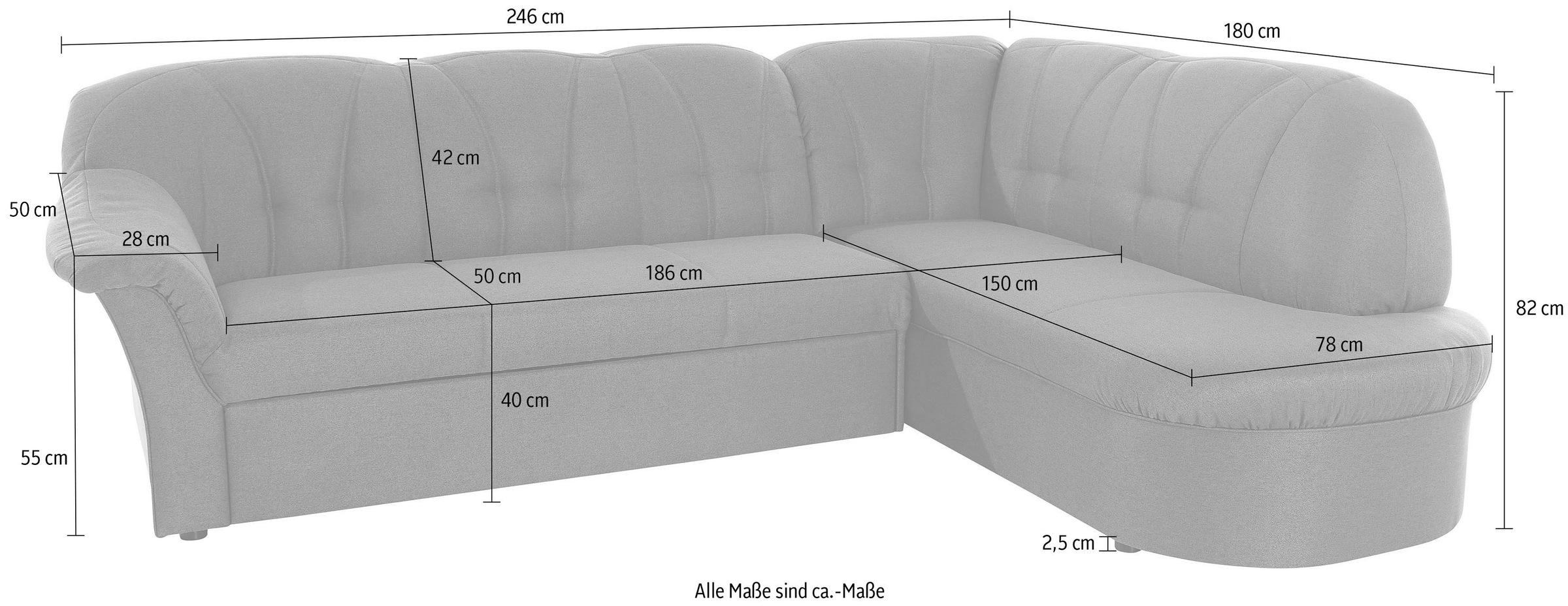 DOMO collection Ecksofa »Pegnitz, elegante Rückensteppung, zeitlose Formensprache, L-Form«, wahlweise mit Bettfunktion