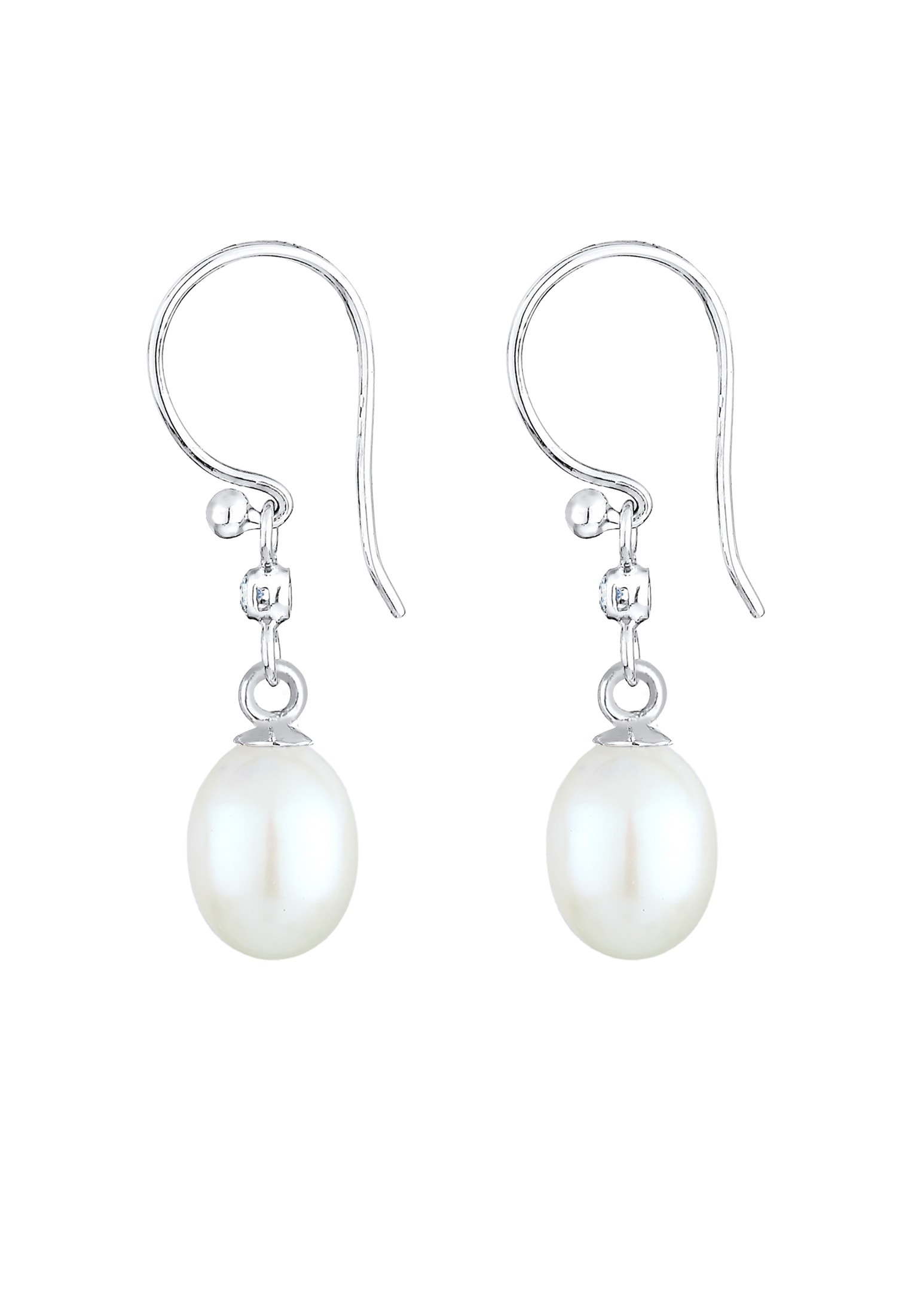 Elli DIAMONDS Paar Ohrhänger »Ohrringe Ohrhänger Diamant Süßwasserzuchtperle (0.03ct) 925 Sterling Silber«