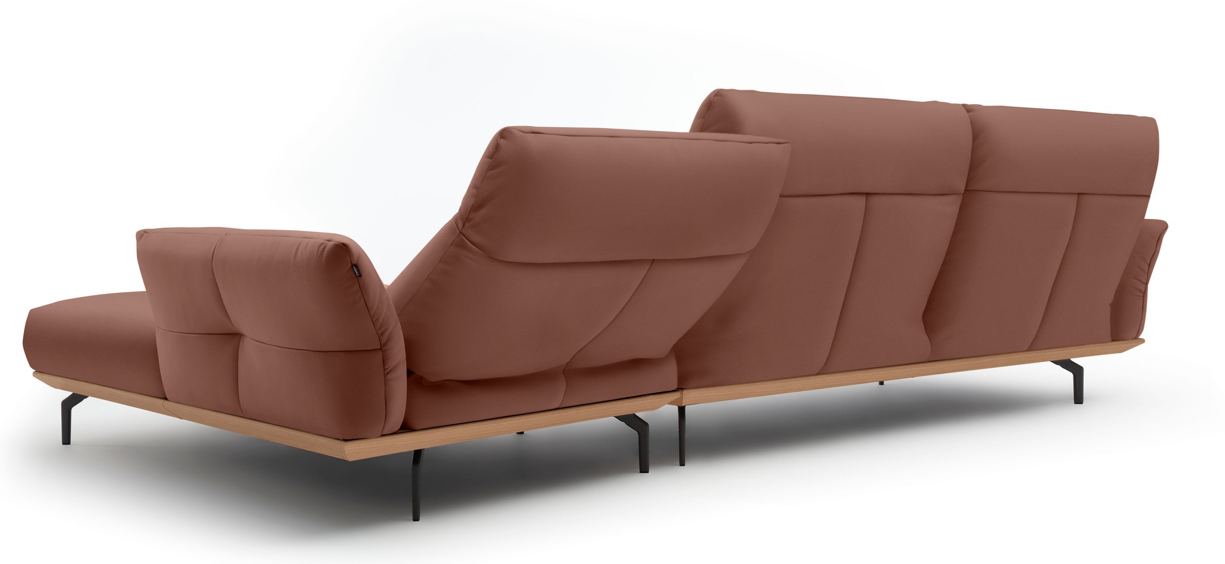 Creation BY ROLF BENZ Ecksofa »hs.460«, Sockel in Eiche, Winkelfüße in Umbragrau, Breite 338 cm