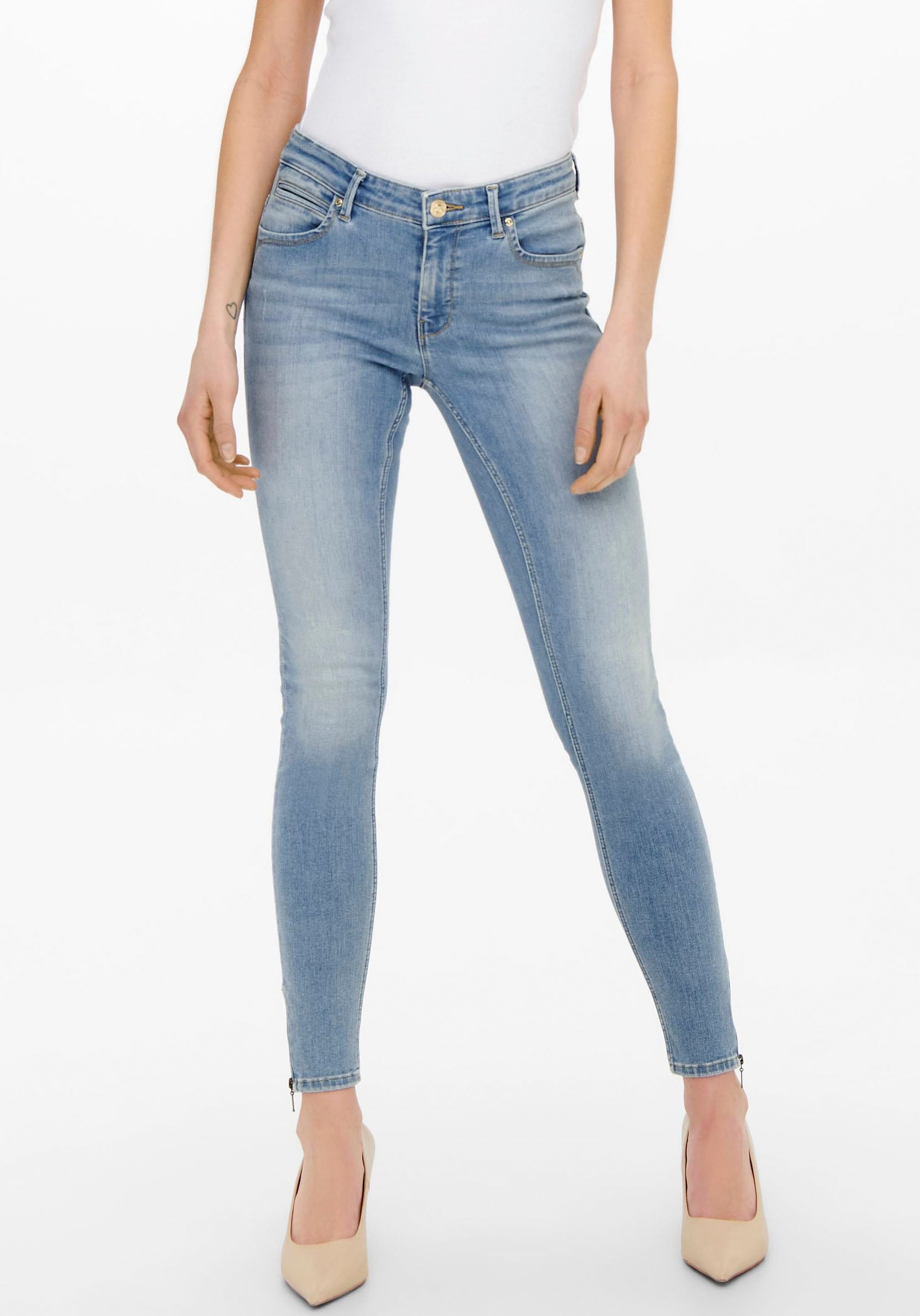 ONLY Skinny-fit-Jeans TAI467 kaufen Reißverschluss »ONLKENDELL DNM ANK mit bei RG NOOS«, am OTTO Bein Detail SK