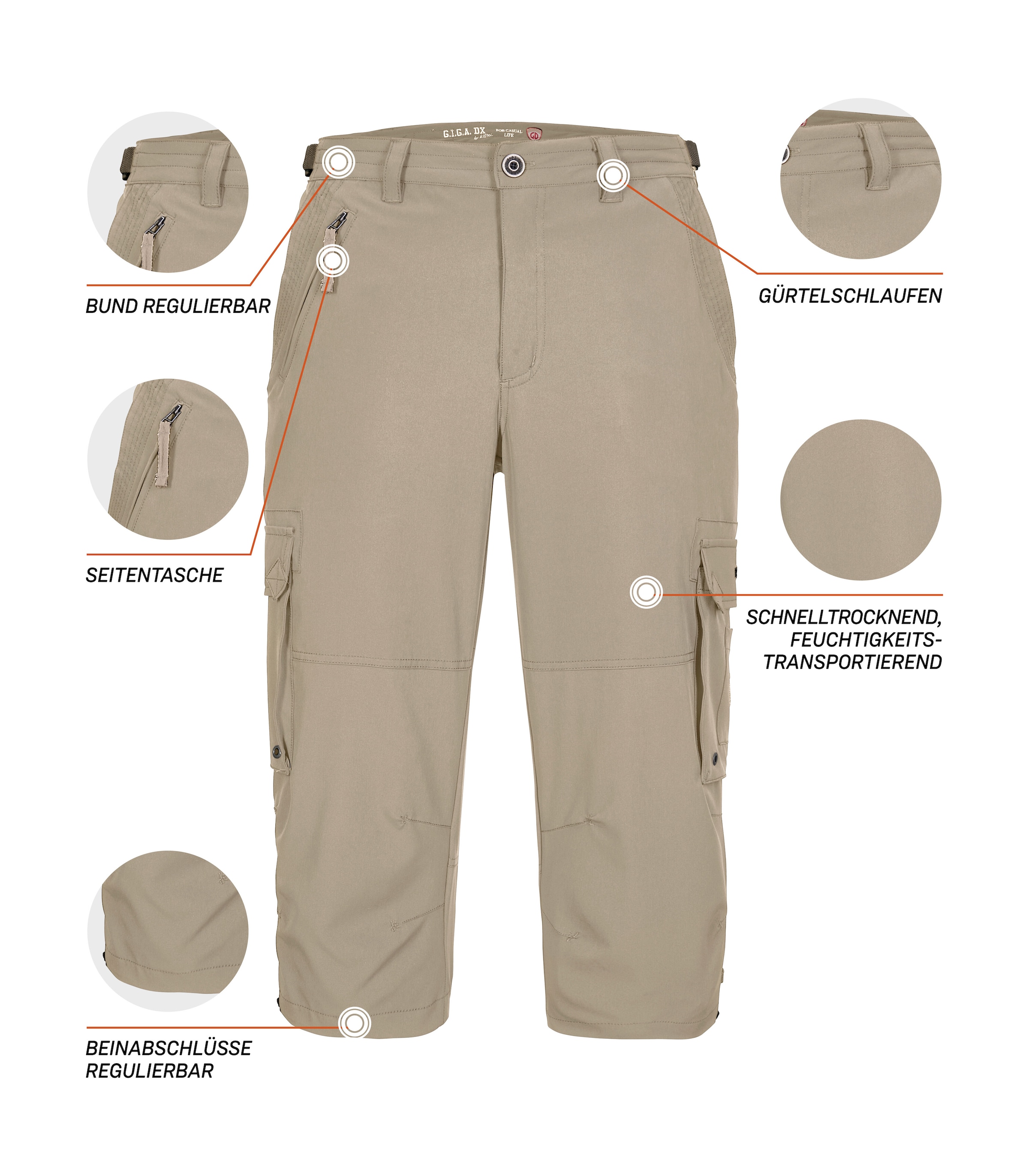 G.I.G.A. DX by killtec 3/4-Hose »GS 35 MN PNTS«, Leichte, schnelltrocknende 3/4 Hose mit verstellbarem Bund und Taschen