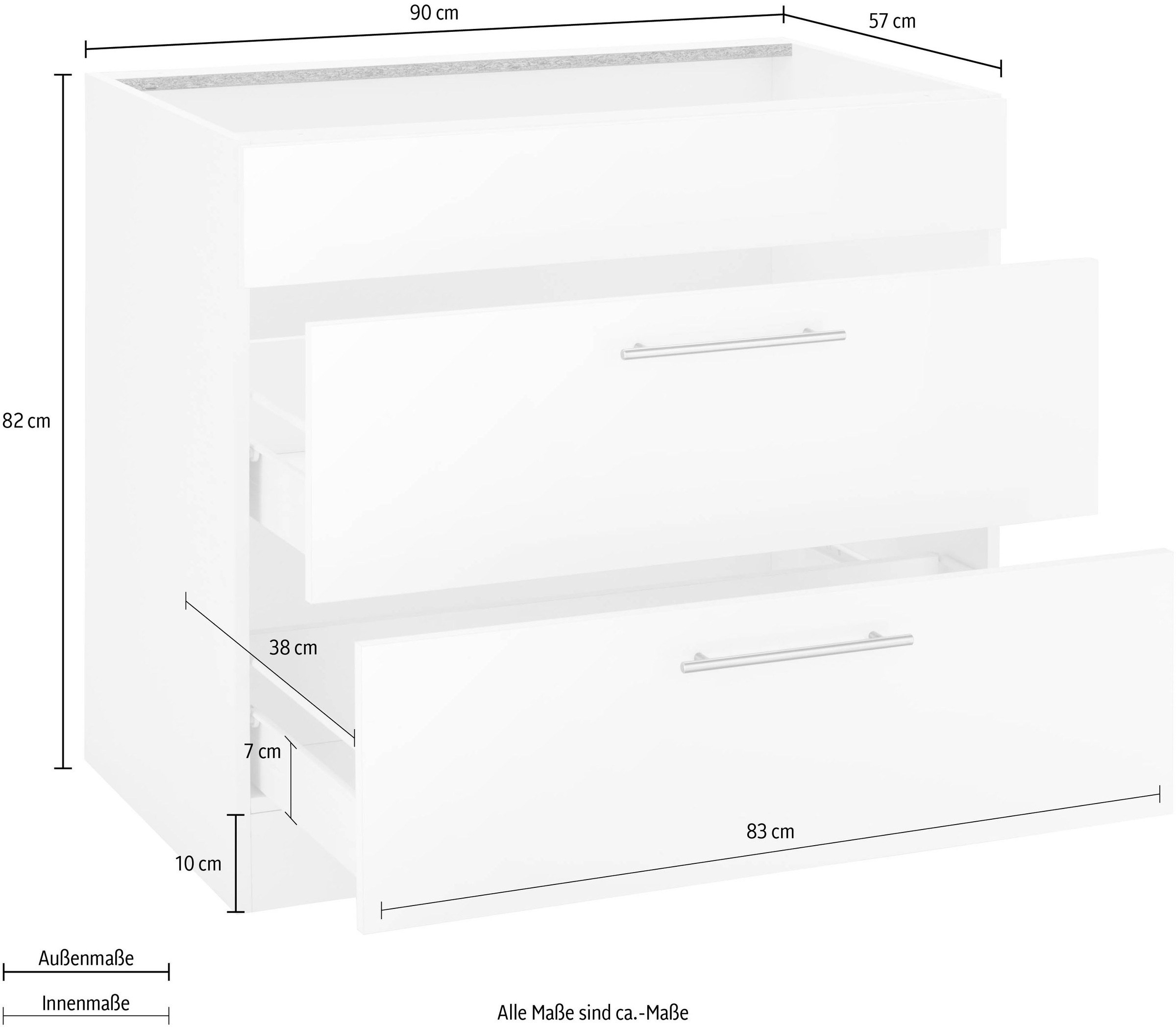 wiho Küchen Kochfeldumbauschrank »Cali«, 90 cm breit, ohne Arbeitsplatte  online bei OTTO
