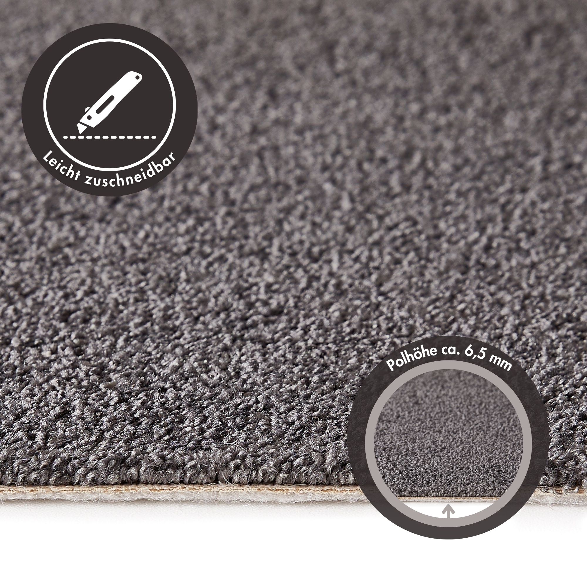 Andiamo Teppichboden »Verona, Velours, Made in Belgium«, rechteckig, 6 mm Höhe, Uni Farben, Breite 400 cm oder 500 cm, strapazierfähig, pflegeleicht