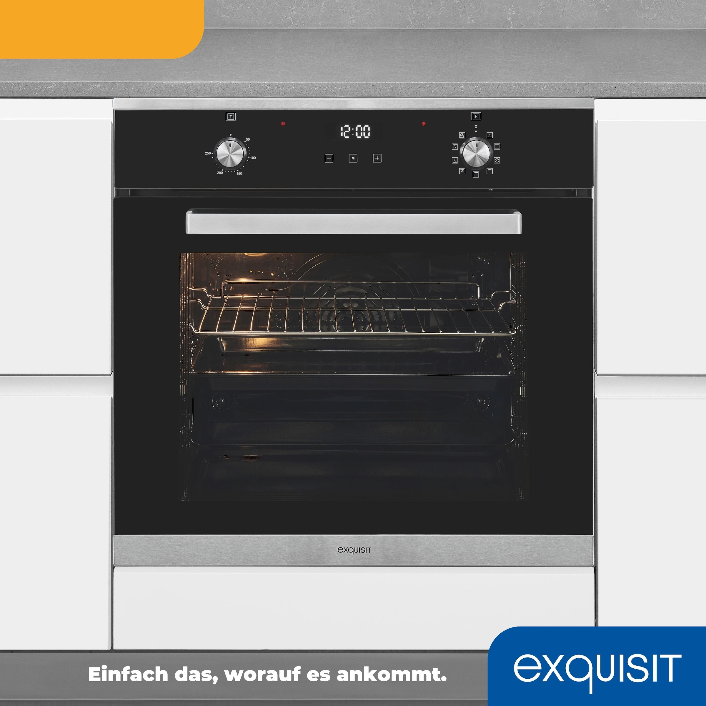 exquisit Backofen  »EBE76-9-H-020 inox«, mit 1-fach-Teleskopauszug