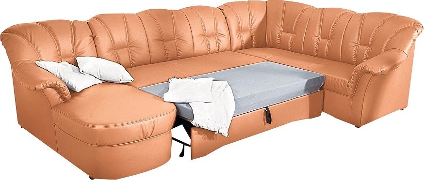 DOMO collection Wohnlandschaft »Papenburg, zeitlose Rückensteppung, elegante Formensprache, U-Form«, in großer Farbvielfalt, wahlweise mit Bettfunktion