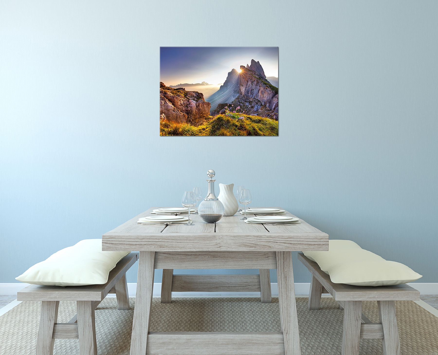 Bönninghoff Bild »BERGE SONNENAUFGANG 46x61 cm – Leinwandbild Keilrahmen Deko modern«