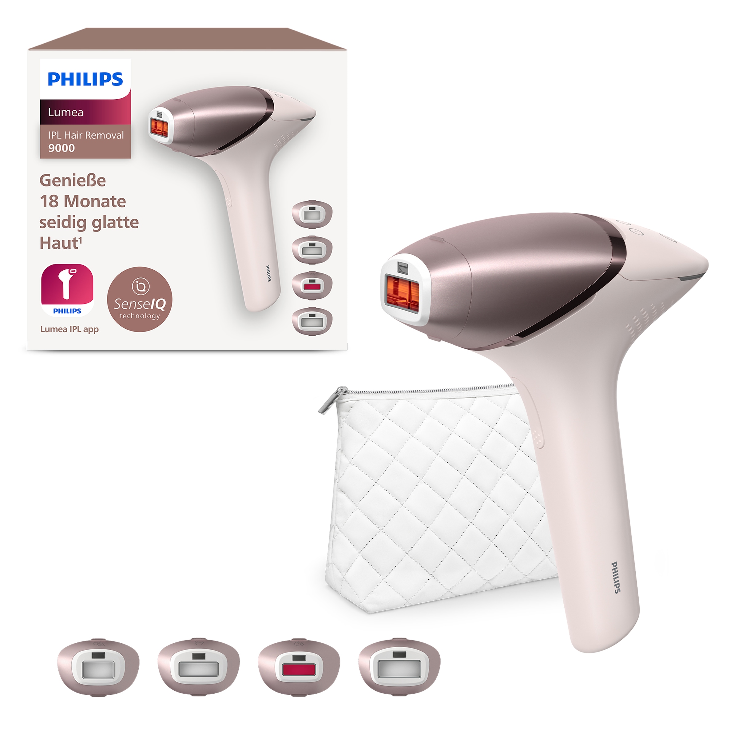 Philips IPL-Haarentferner »Lumea S9000 BRI958/00«, 450.000 Lichtimpulse, 4 Aufsätze (Achseln, Bikinizone, Körper und Gesicht), kabellos