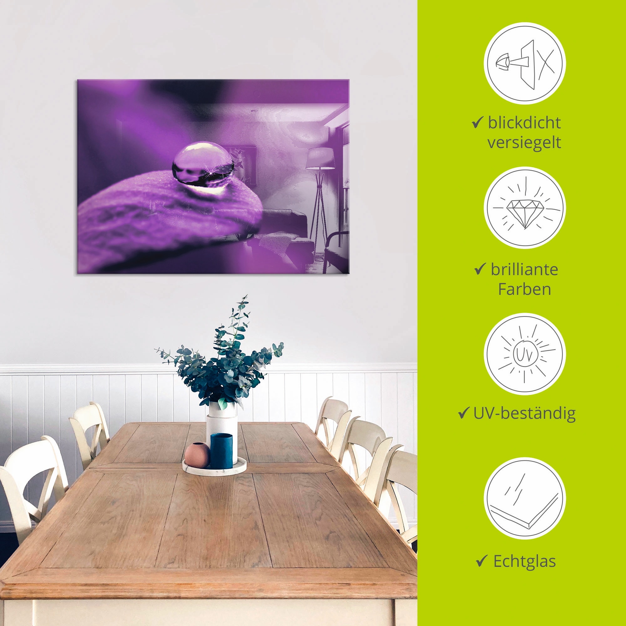 Artland Glasbild »Amethyst«, Blumen, (1 St.), in verschiedenen Größen