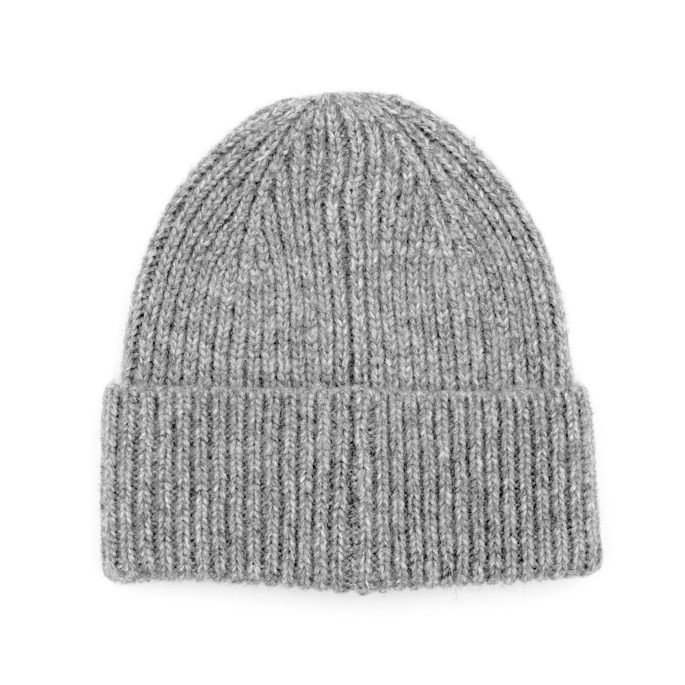 CAPO Strickmütze Melange-Optik, Rippenstrick, breiter Umschlag