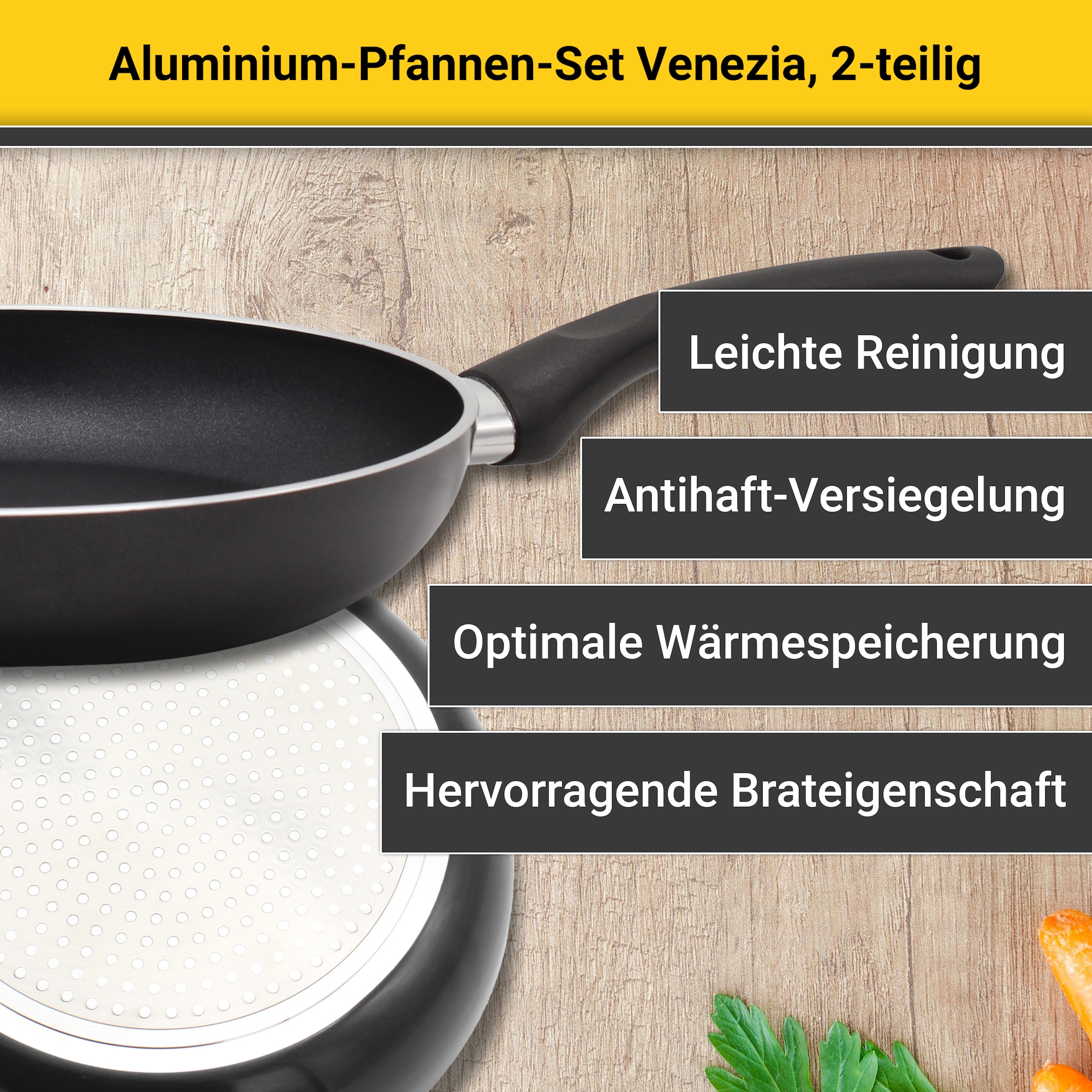Krüger Pfannen-Set »Venezia« Aluminium Set, 2 Stk. tlg. Ø 24/28 cm, Induktion