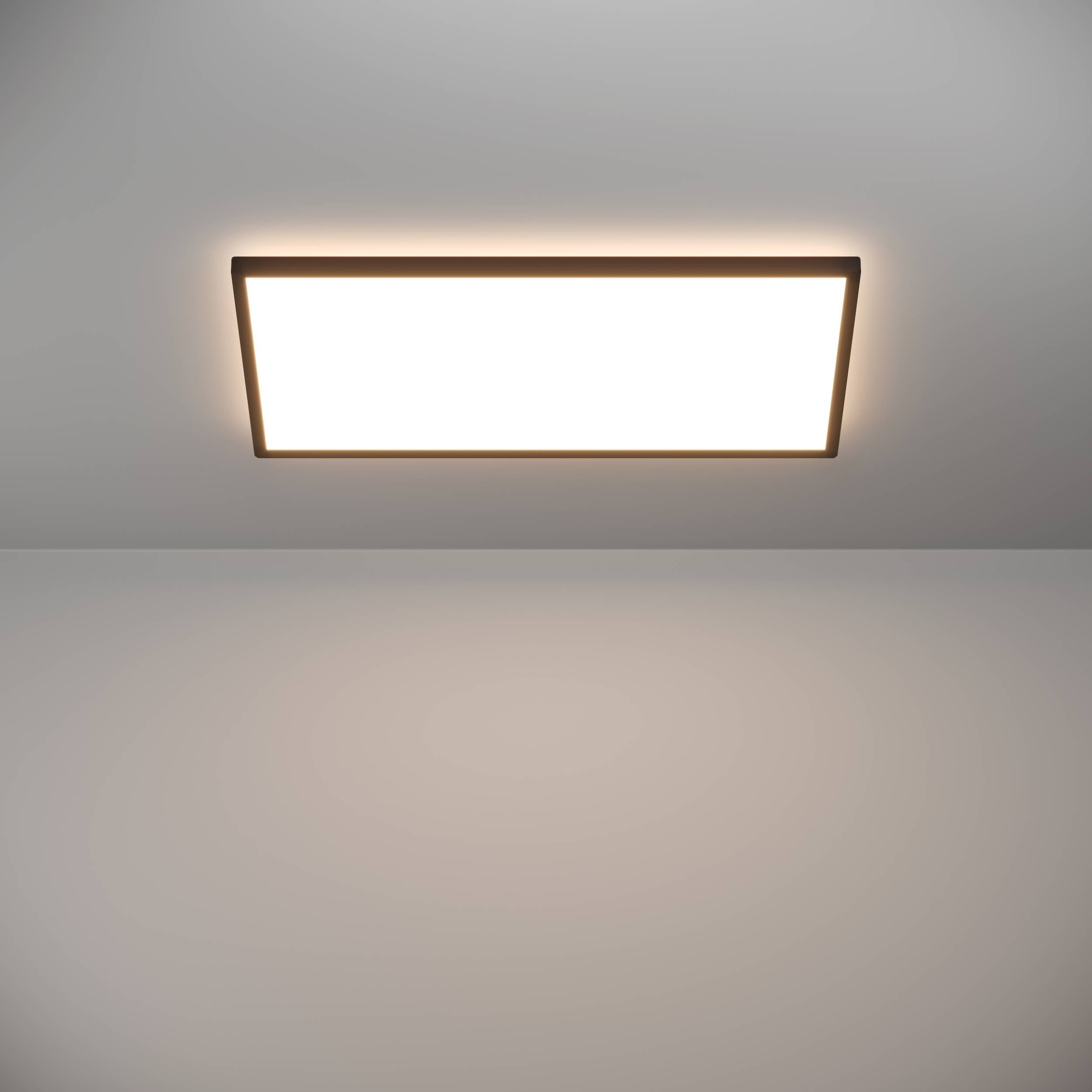 EGLO Deckenleuchte »Rovito Deckenlampe, Deckenbeluchtung, Badlampe Decke, Kunststoff, IP44« LED-Modul 1 Stk. Kaltweiß | Neutralweiß | Warmweiß Wand-/Deckenleuchte - L57 x B30 x H3 cm - schwarz - 17,2W inkl.