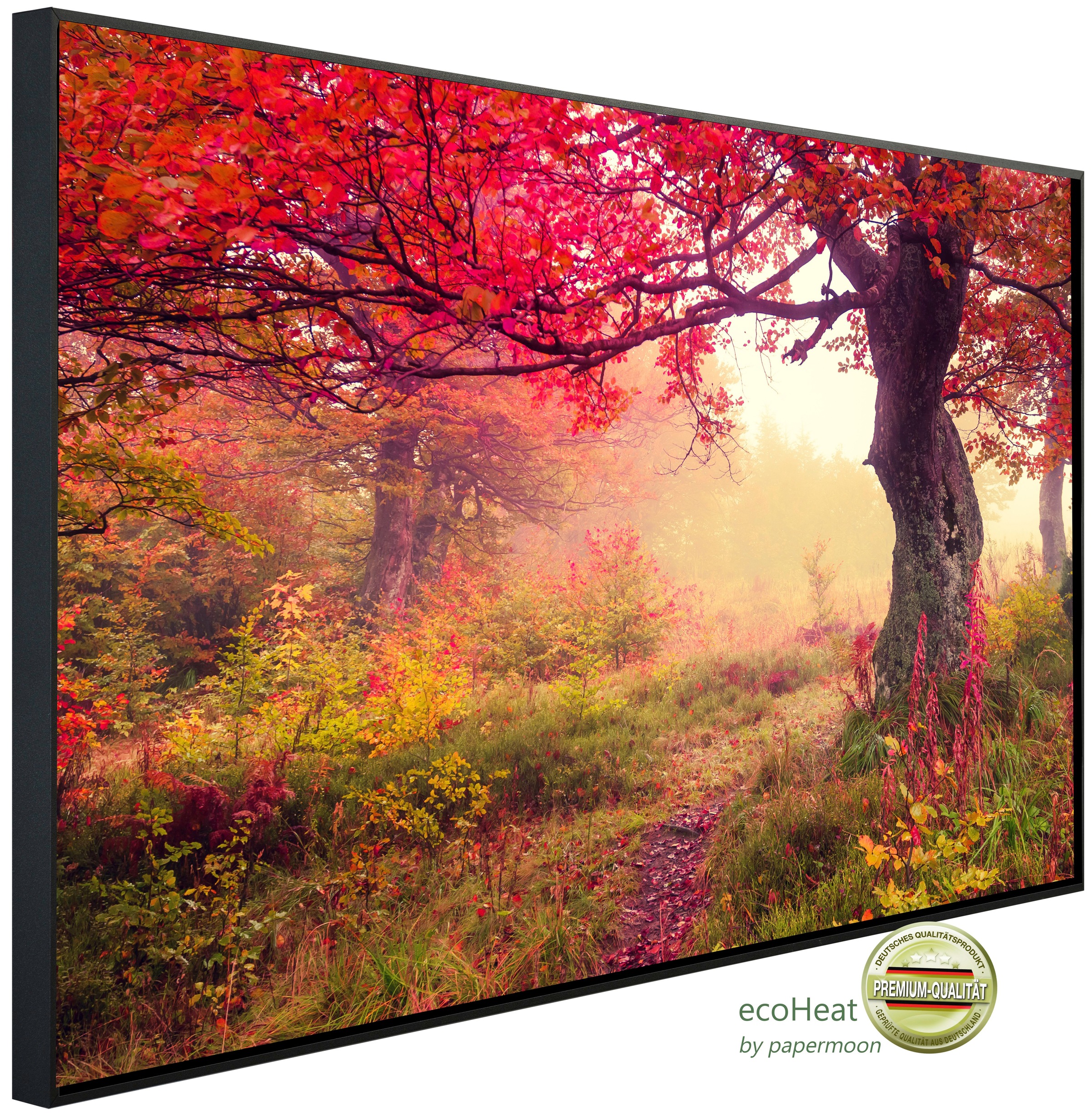 Papermoon Infrarotheizung »EcoHeat - Herbstwald«, Aluminium, 900 W, 60x120 cm, mit Rahmen, energiesparendes Heizen für angenehme, gesunde und gleichmäßige Wärme