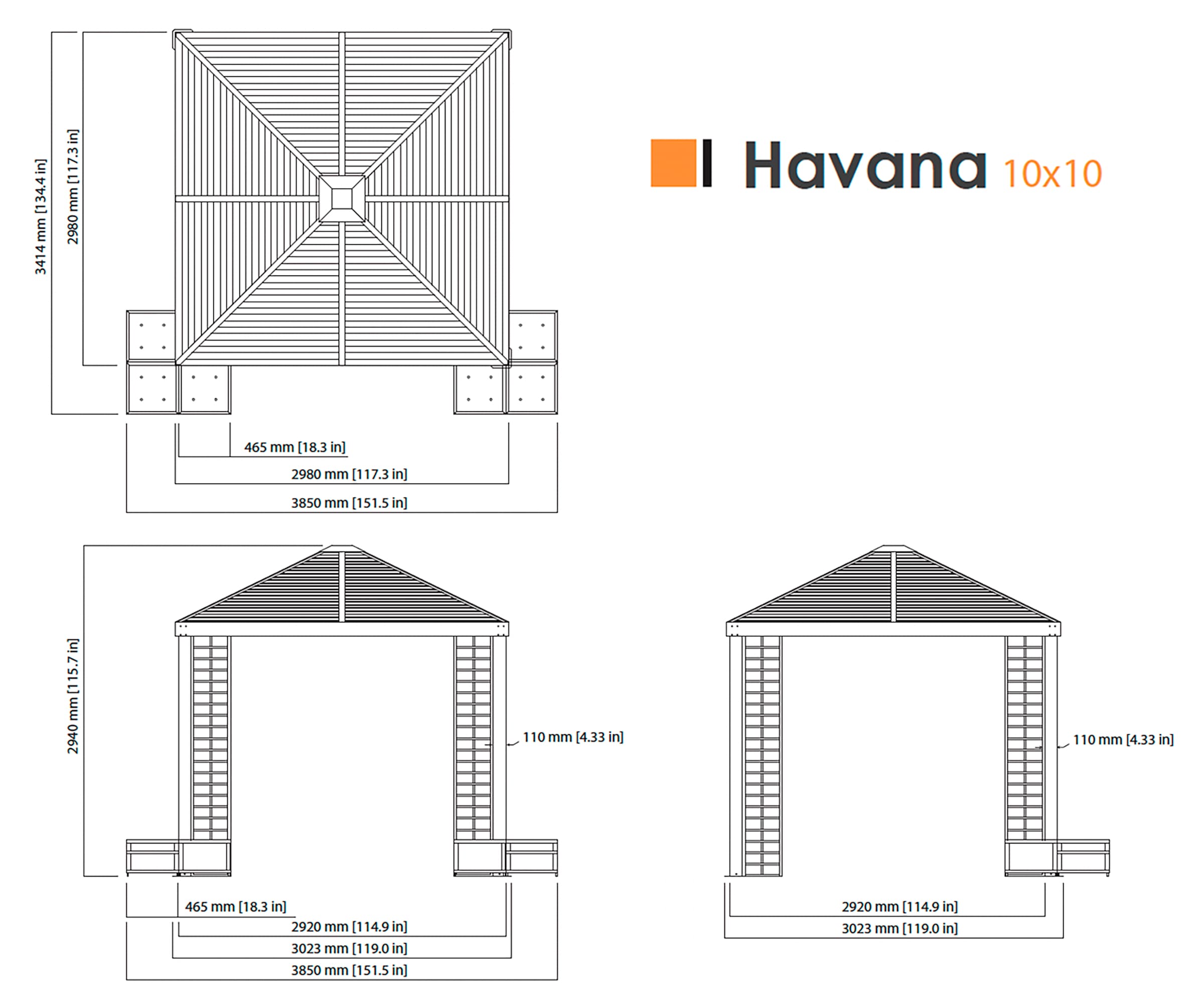 Sojag Pavillon »»Havana 1010««, (Set), aus Aluminium, Inkl. 6 Pflanzkübeln