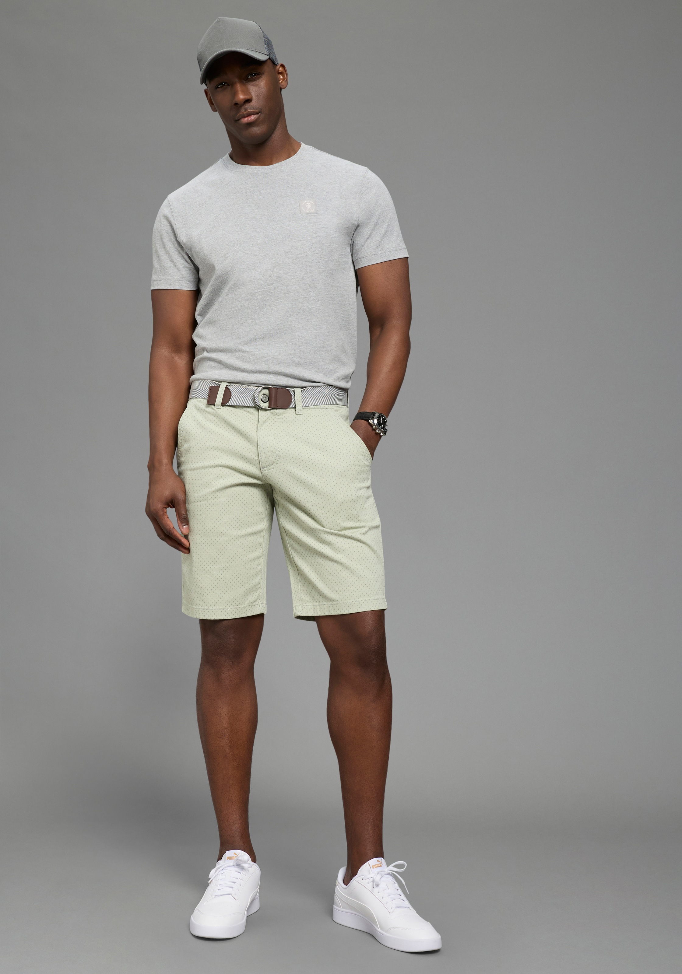 DELMAO Shorts  kniefrei, gerades Bein, mit Eingrifftaschen und Gesäßtaschen