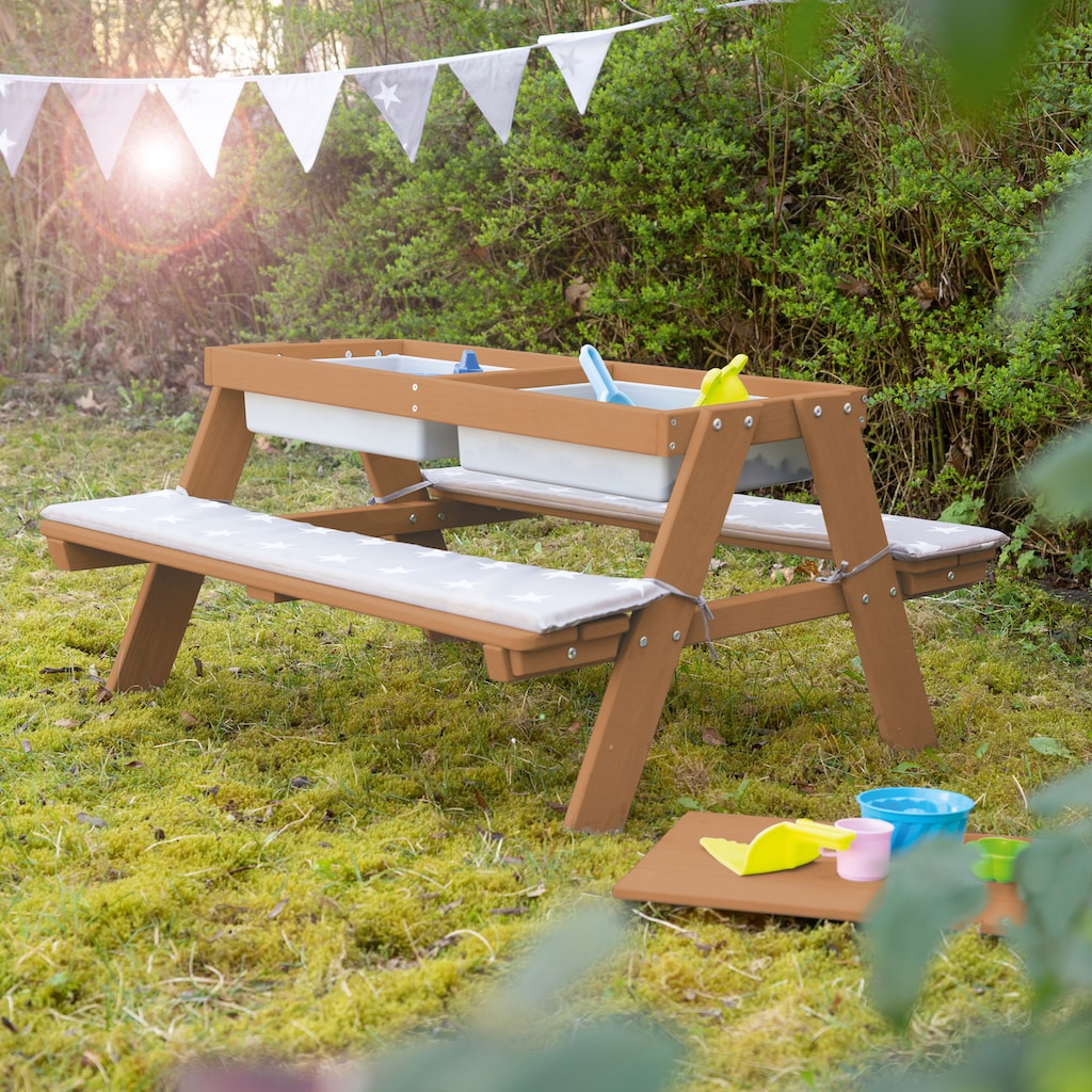 roba® Kindersitzgruppe »Picknick for 4 Outdoor + mit Spielwannen, Teakholz«, (Set)