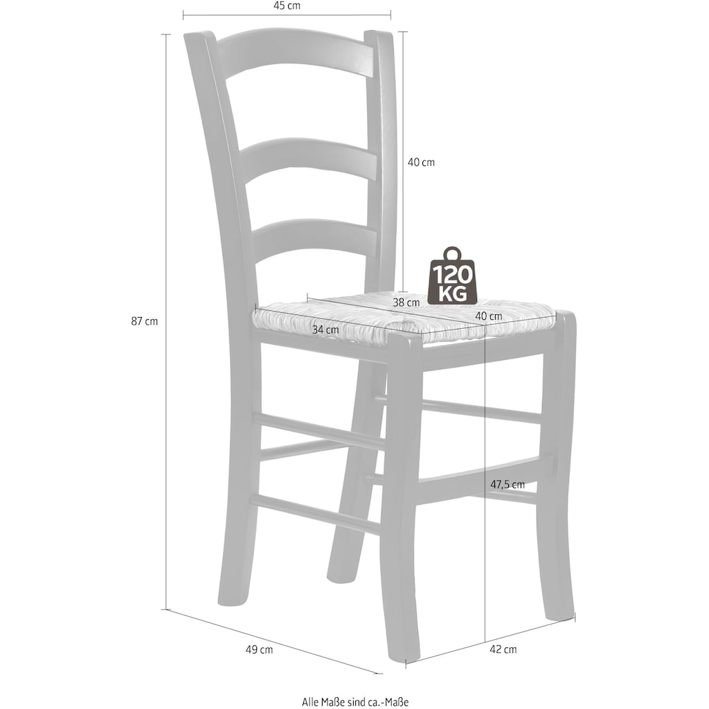 Home affaire Esszimmerstuhl »Super Paesana«, (Set), 2 St., aus Massivholz Buche mit Sitz aus Grasgeflecht