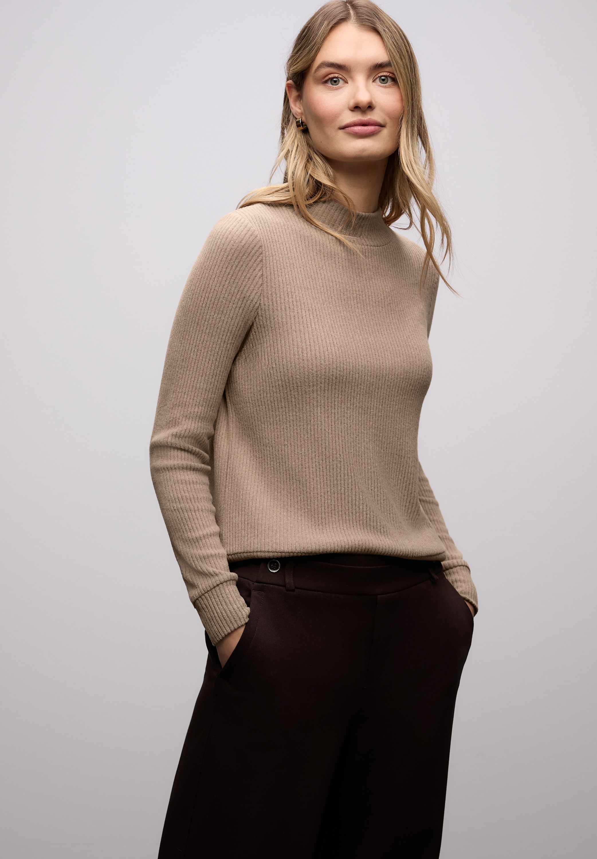 STREET ONE Langarmshirt in Ripp-Optik