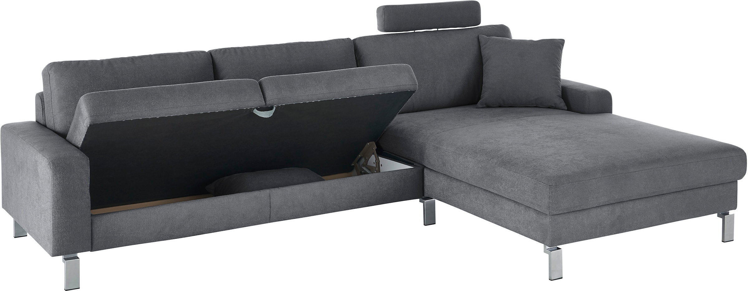 3C Candy Ecksofa »Lecce, wahlweise PUR-Schaumstoff oder Tonnentaschenfederkern«, Bett im 2,5-Sitzer, teilmotorische Schlaffunktion im Longchair, L-Form