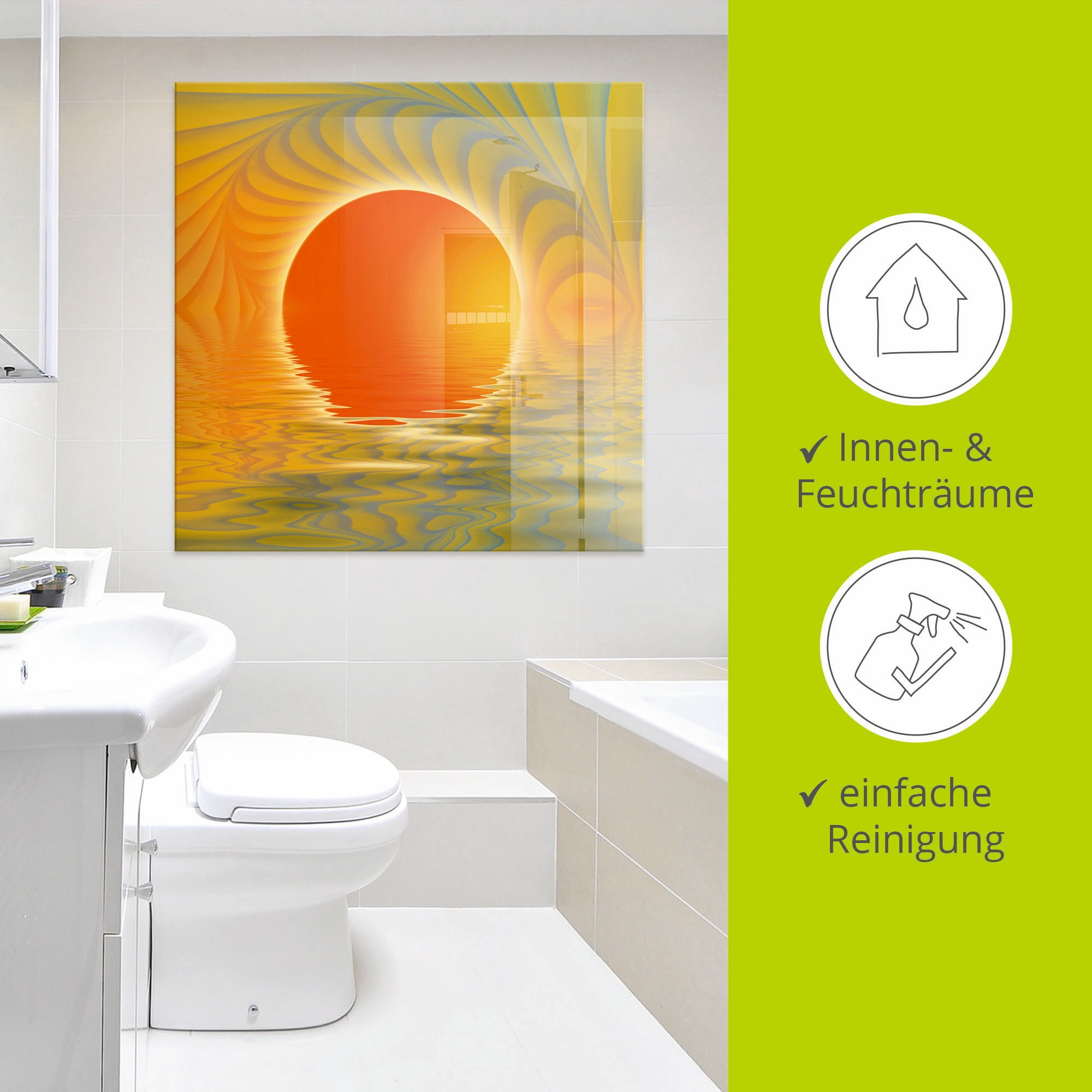 Artland Glasbild »Abstrakter Sonnenuntergang«, Muster, (1 St.), in verschiedenen Größen