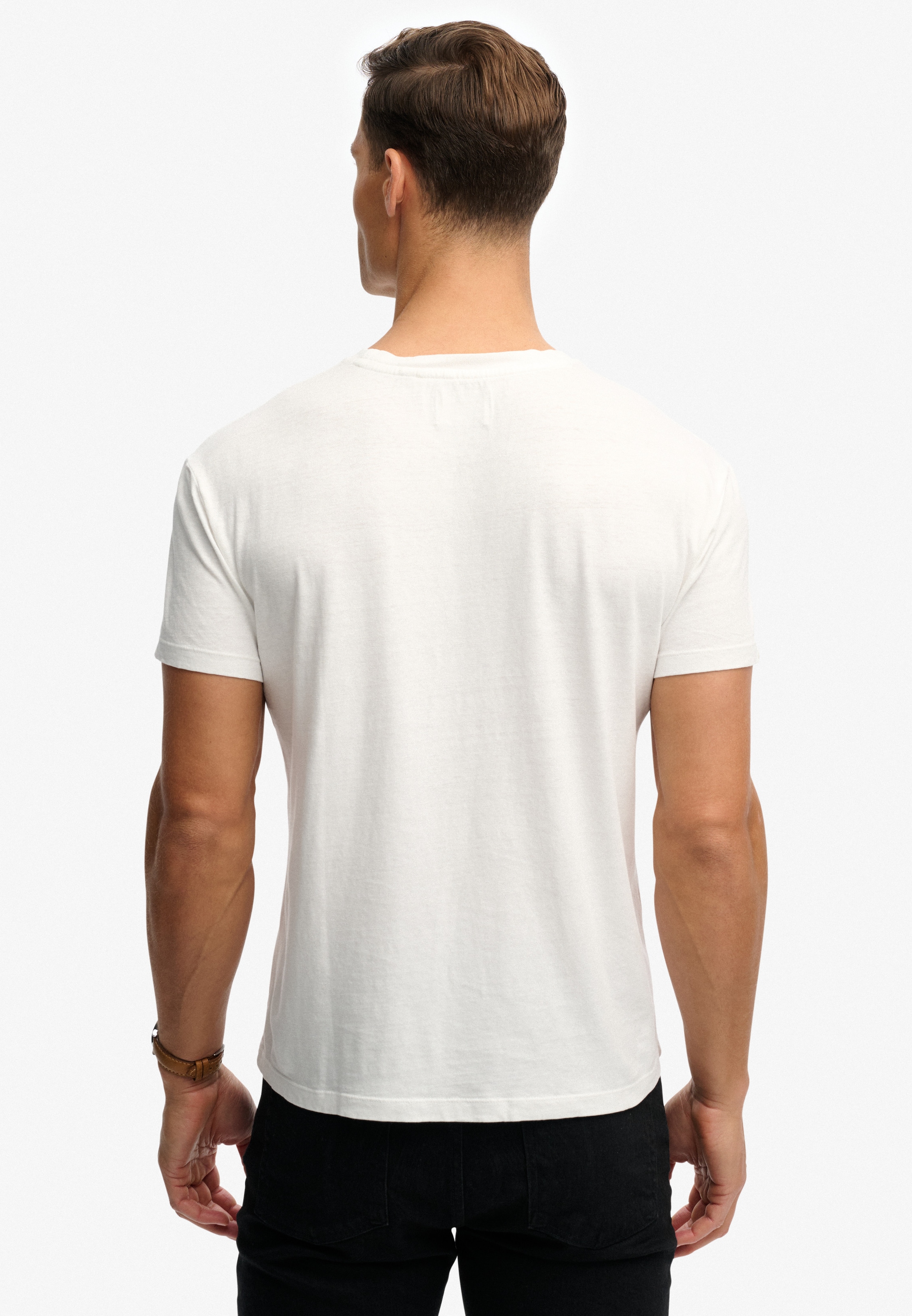 Superdry Rundhalsshirt »COTTON CLASSIC LINEN PKT TEE« aus tollem Baumwoll-Leinen-Mischgewebe