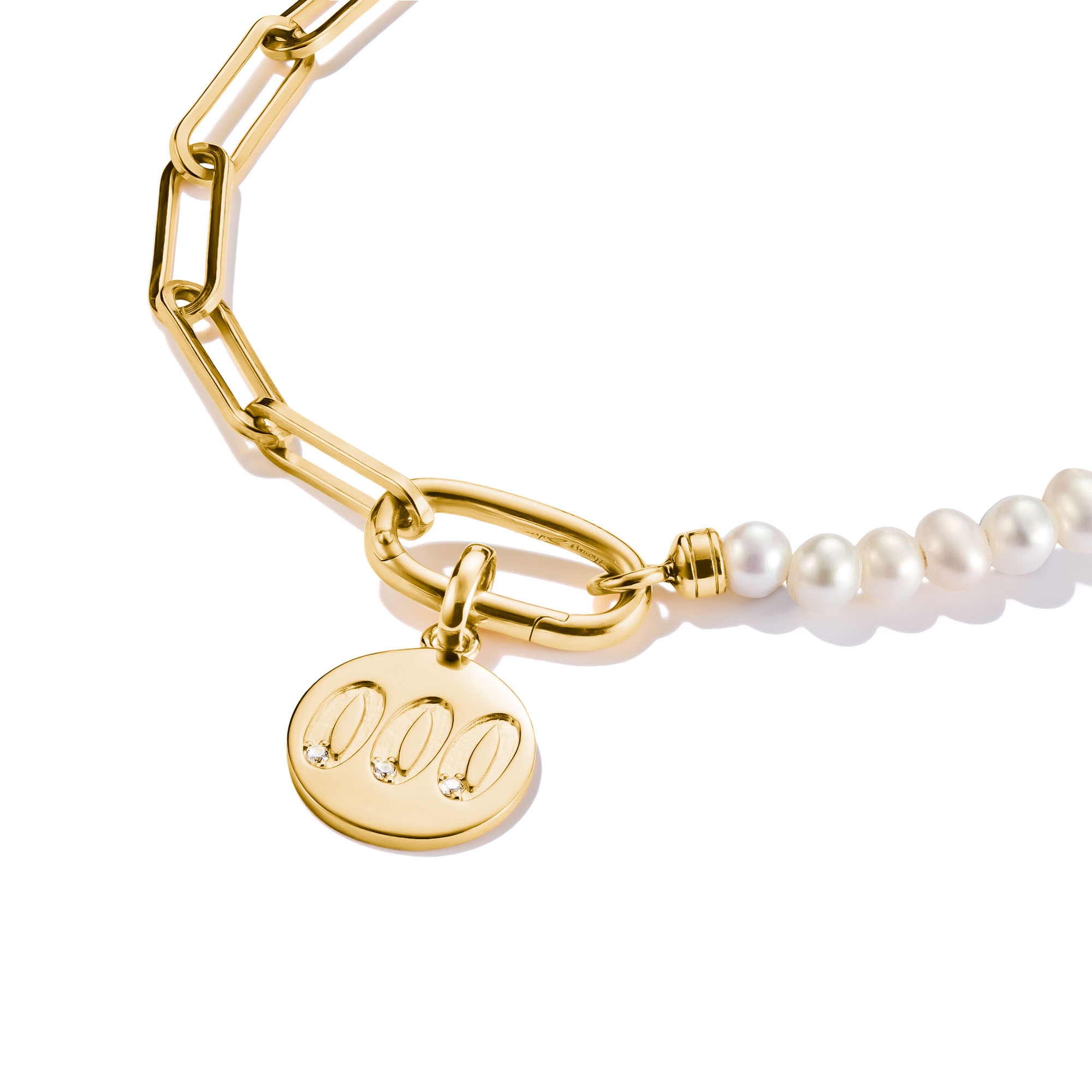 THOMAS SABO Charm-Einhänger »Charm Angel Number 000 vergoldet - Connect« mit Zirkonia (synth.)