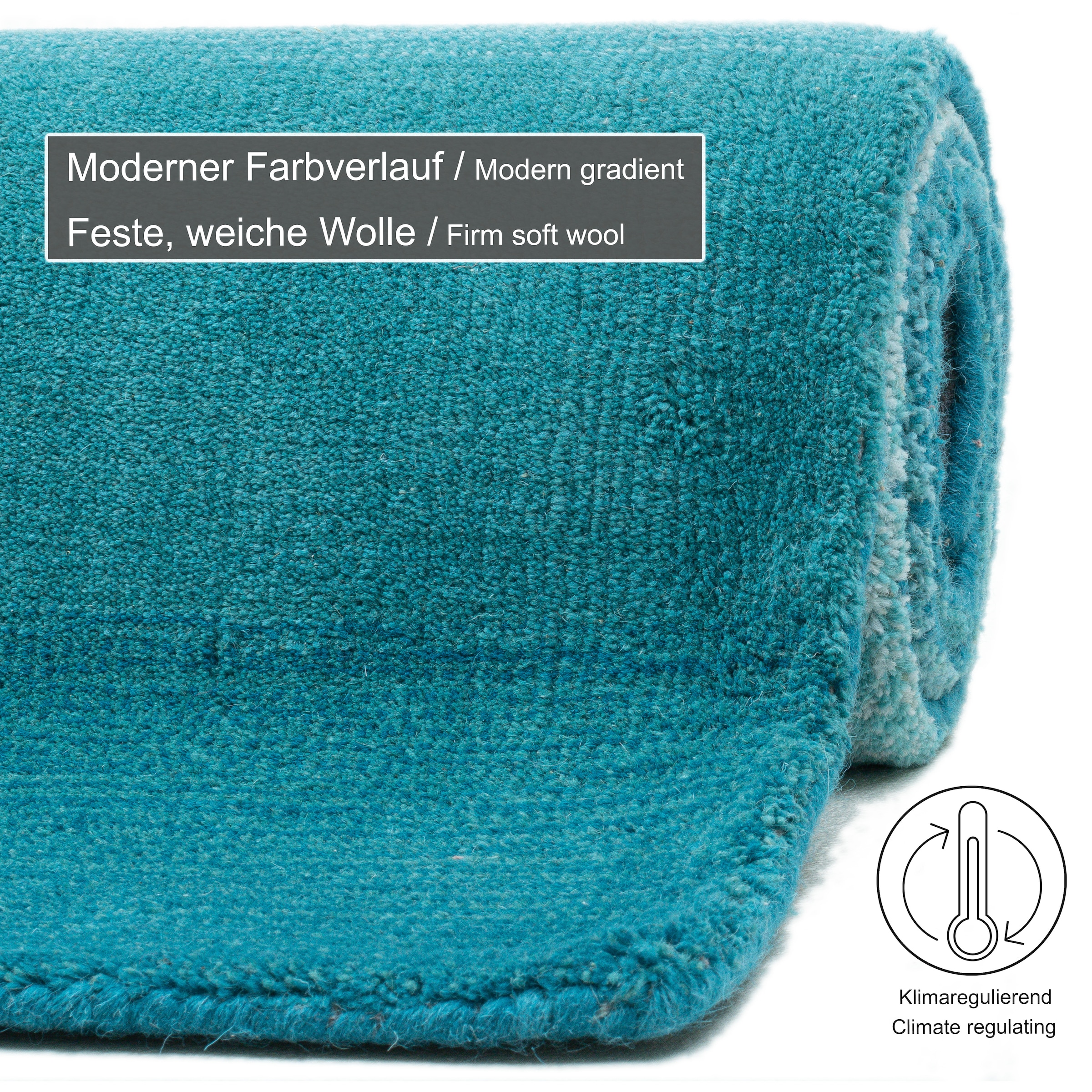 THEKO Wollteppich »Wool Comfort« rechteckig 15 mm Höhe Handweb Teppich, reine Wolle, handgewebt, brilliante Farben, Scandi