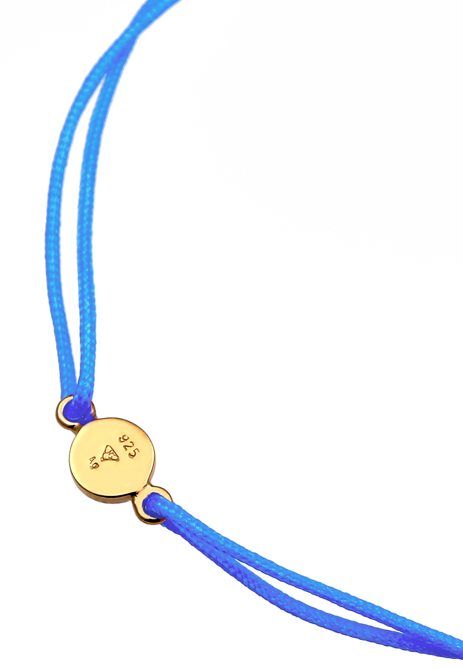 Elli Armkette »Armband Nylonband Plättchen Anhänger 925 Sterling Silber vergoldet«