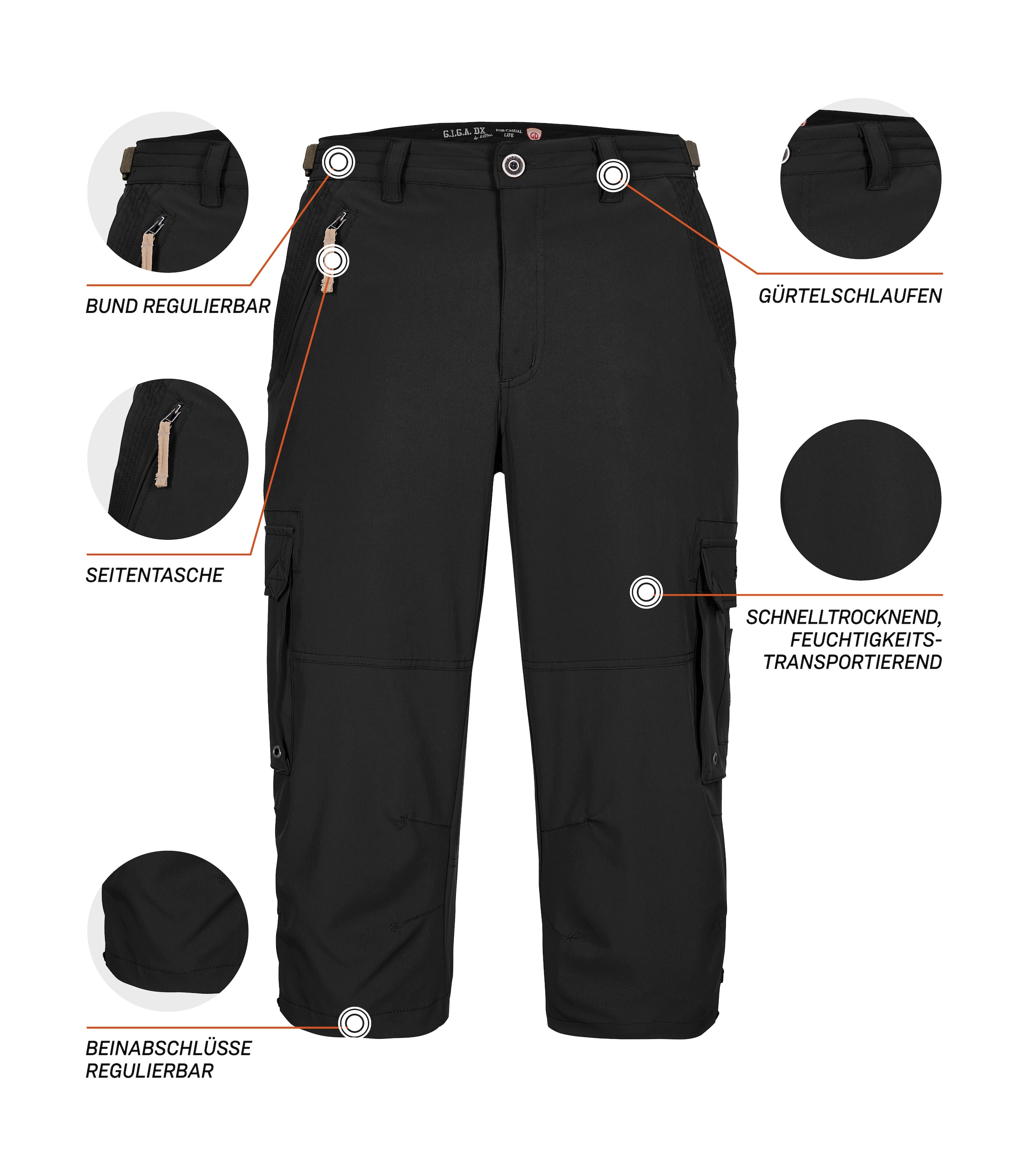 G.I.G.A. DX by killtec 3/4-Hose »GS 35 MN PNTS«, Leichte, schnelltrocknende 3/4 Hose mit verstellbarem Bund und Taschen