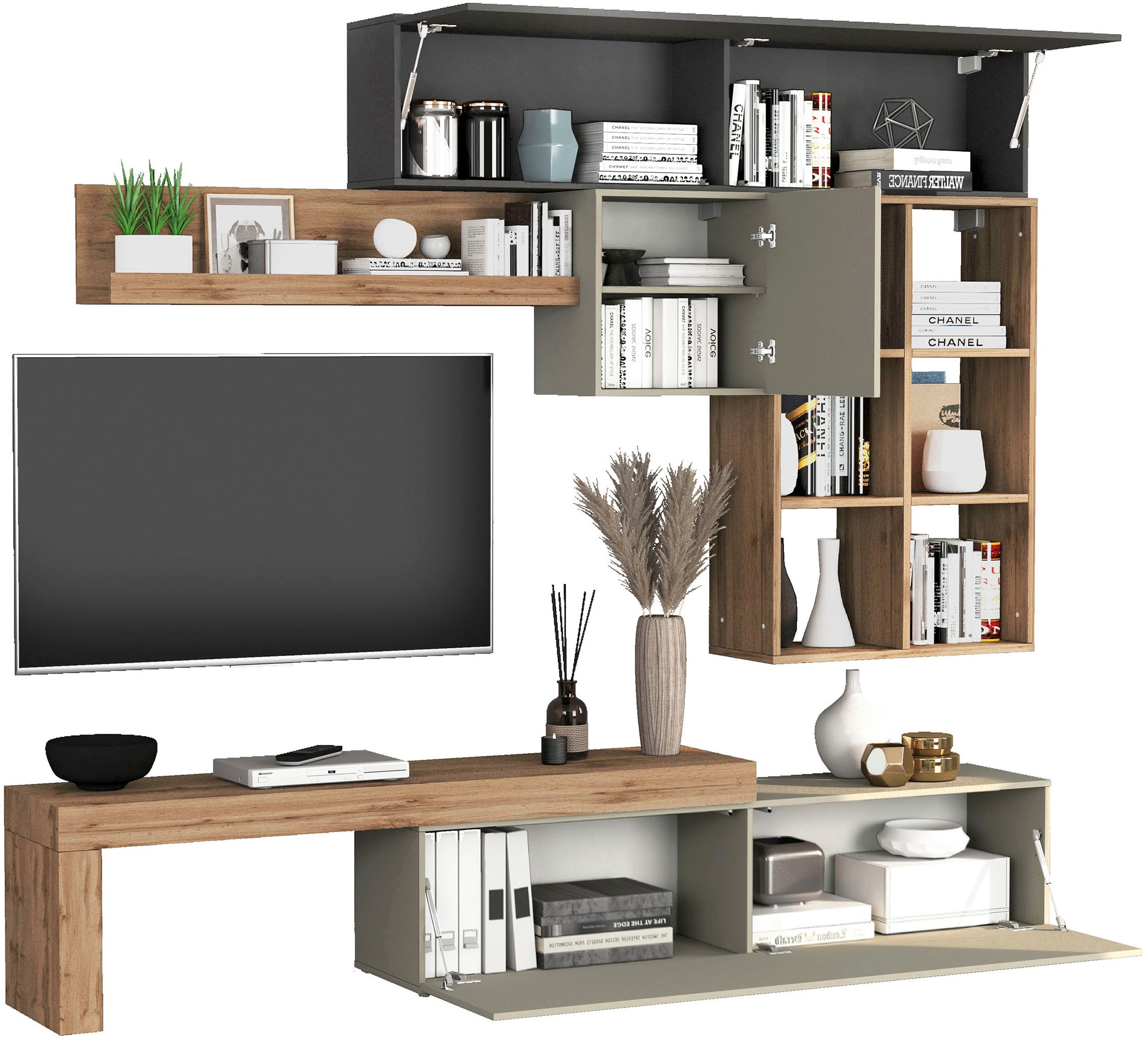 OTTO home Wohnwand »Chronos Wohnwand, Medienwand, 5-er set« 5 Stk. tlg.