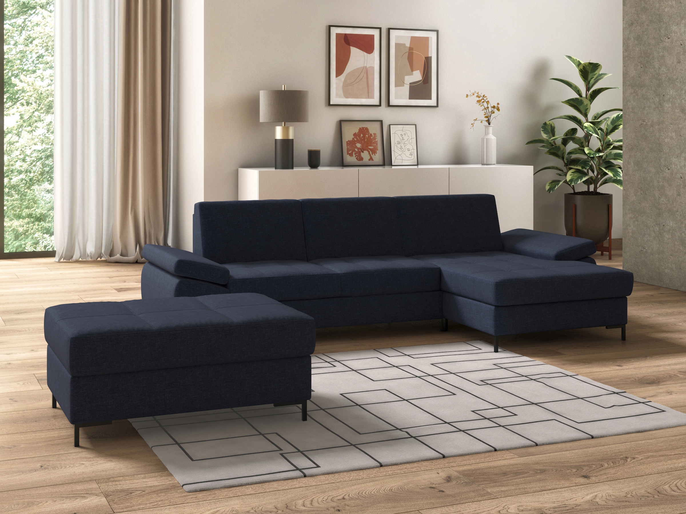 DOMO collection Ecksofa »Capelo L-Form«, mit Armteilverstellung, wahlweise mit Bettfunktion, Federkern