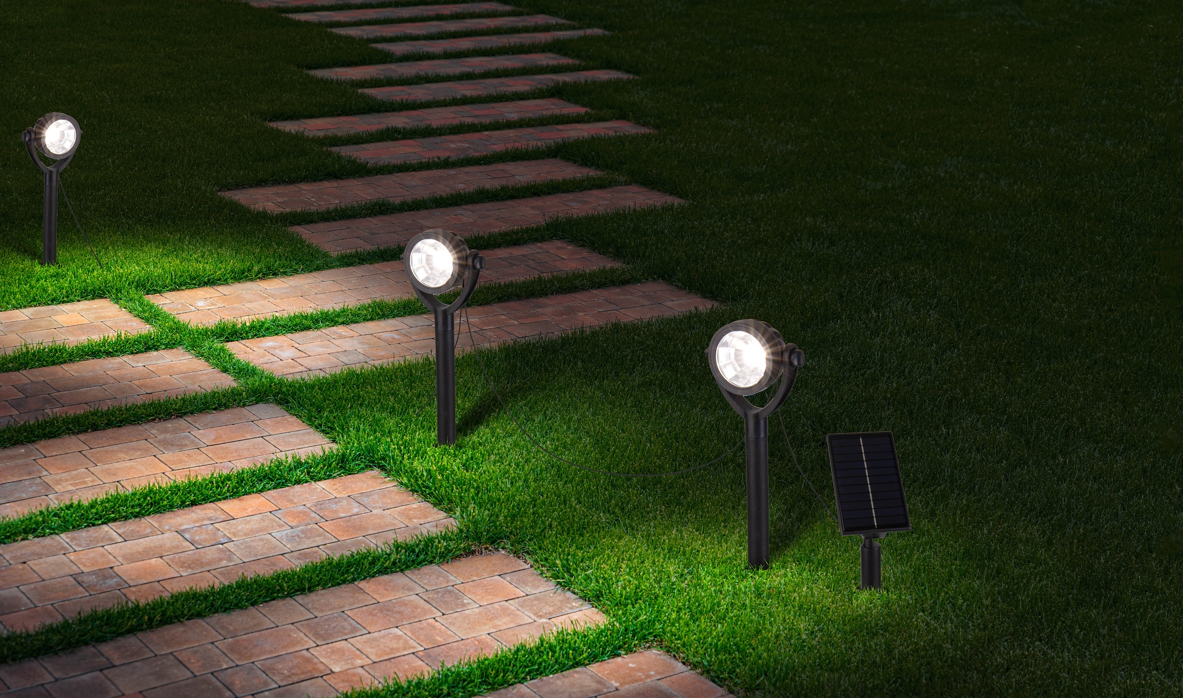 näve LED Solarleuchte »Nomi« LED-Modul 1 Stk. Warmweiß Erdspieß 6er Set, inkl. Dämmerungssensor, Abstrahlwinkel: 90°, schwarz