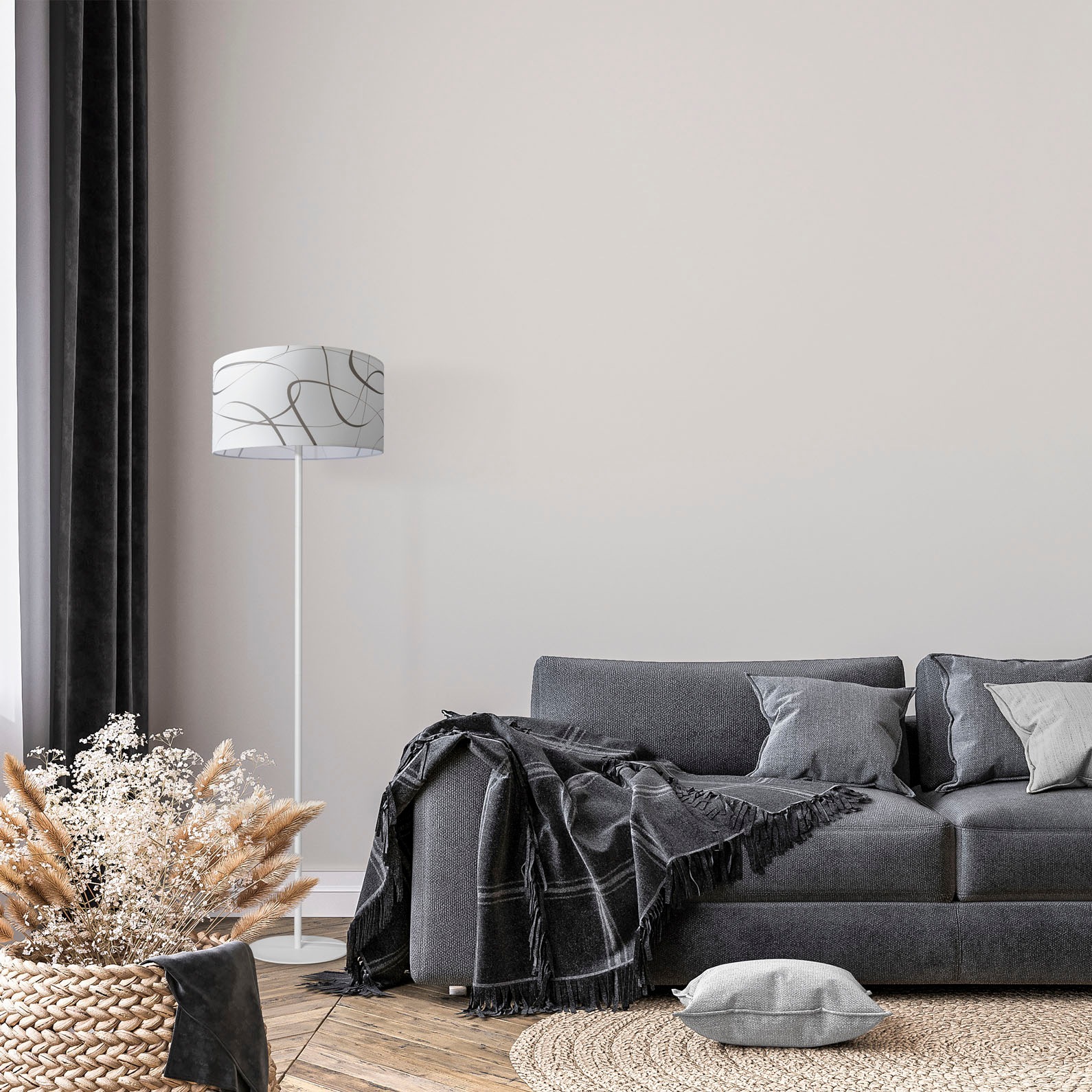 Paco Home Stehlampe »Luca Tribal«, Leuchtmittel E27 | ohne Leuchtmittel, Stehlampe Dreibein Mit Lampenschirm Stoff Modern Abstrakt Uni E27