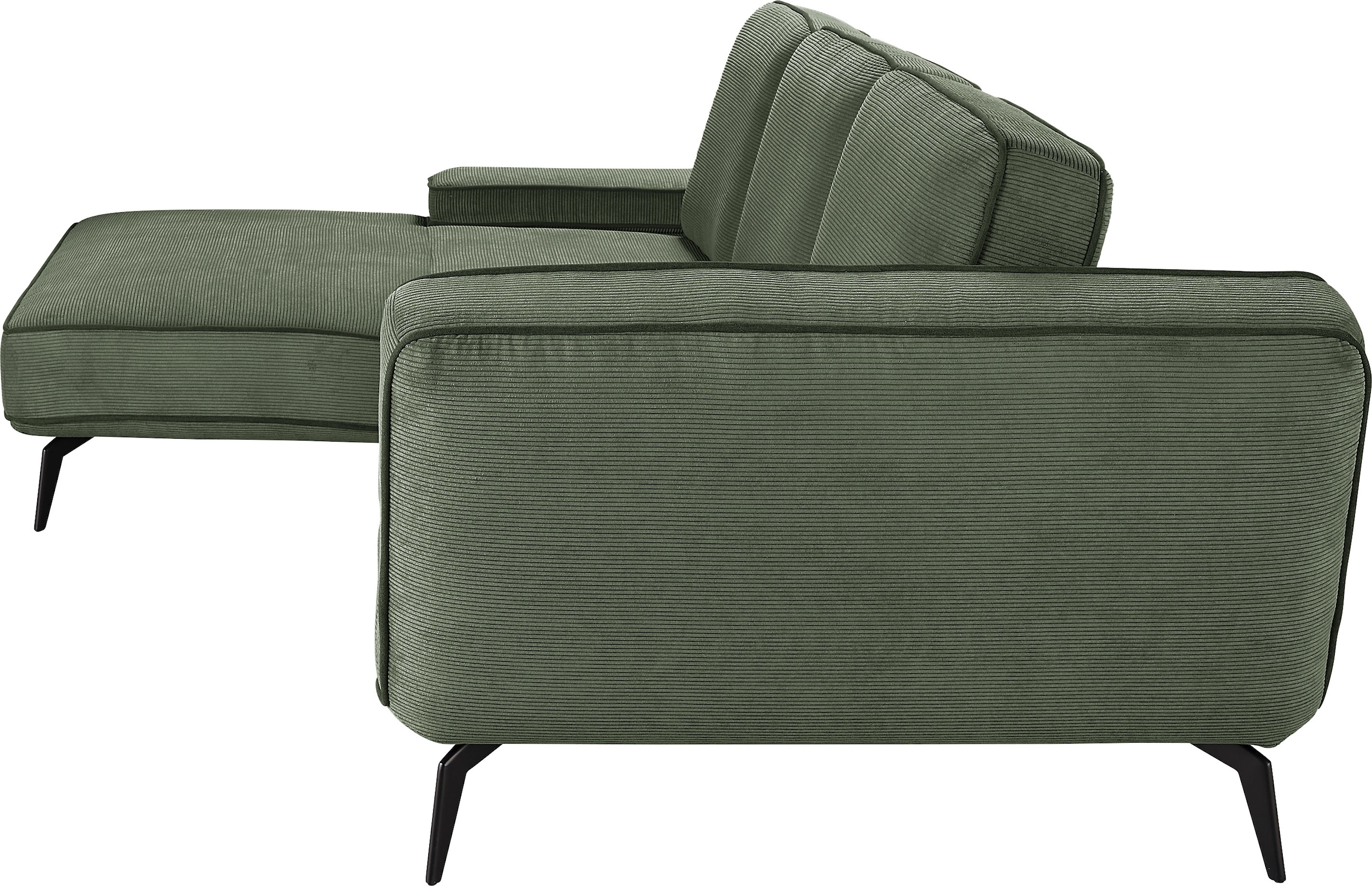 set one by Musterring Ecksofa »SO 4500, Füße schwarz matt, inkl Schwenkrückenfunktion, Cord, L-Form«, wahlweise mit Kopfstütze/Armteilverstellung/Rückenneigung