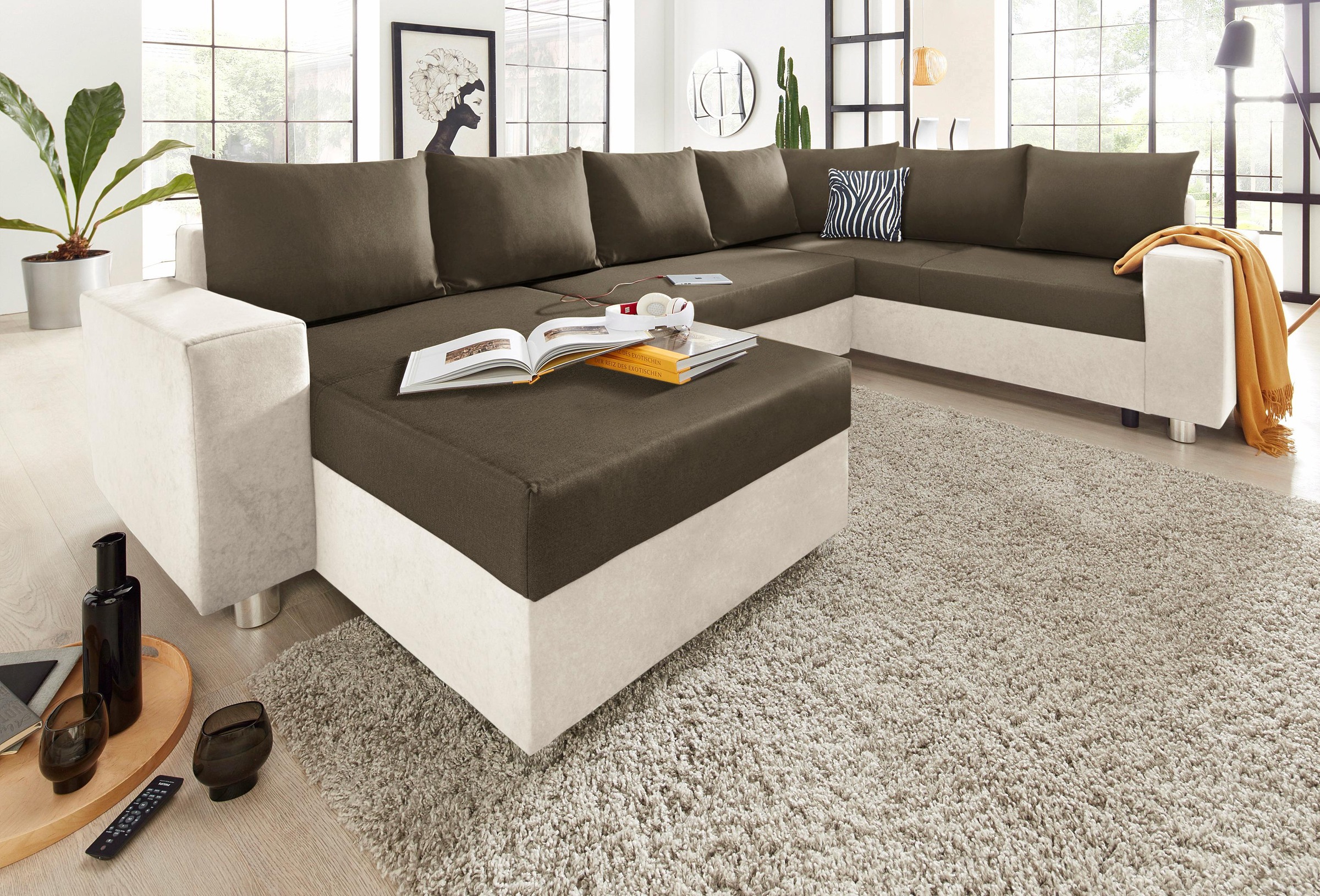 COLLECTION AB Wohnlandschaft »Paris U-Form«, mit Federkern, wahlweise mit Bettfunktion und Bettkasten