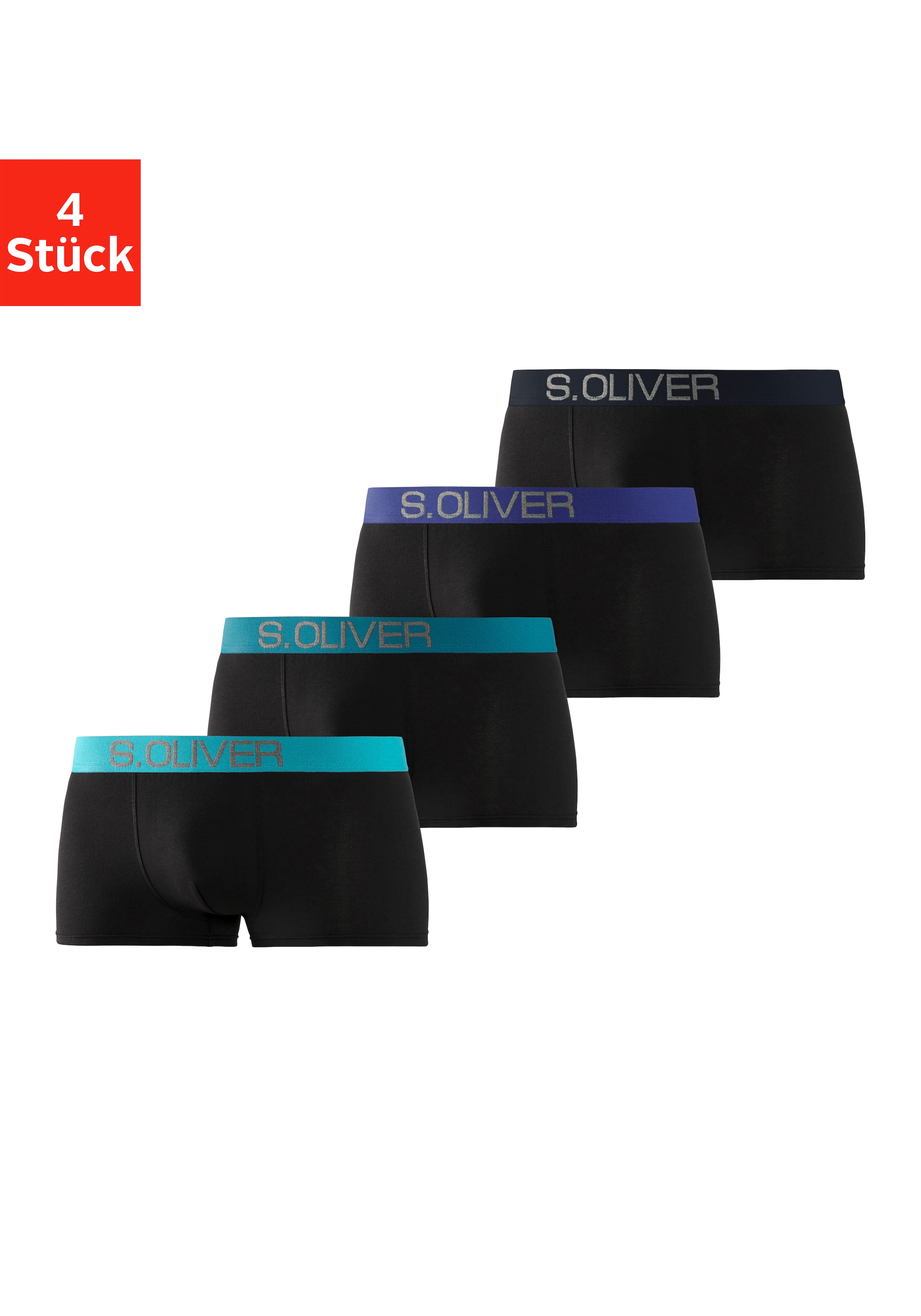 s.Oliver Hipster, (Packung, 4 St.), knapp sitzende Boxershorts für Herren aus Baumwoll-Mix