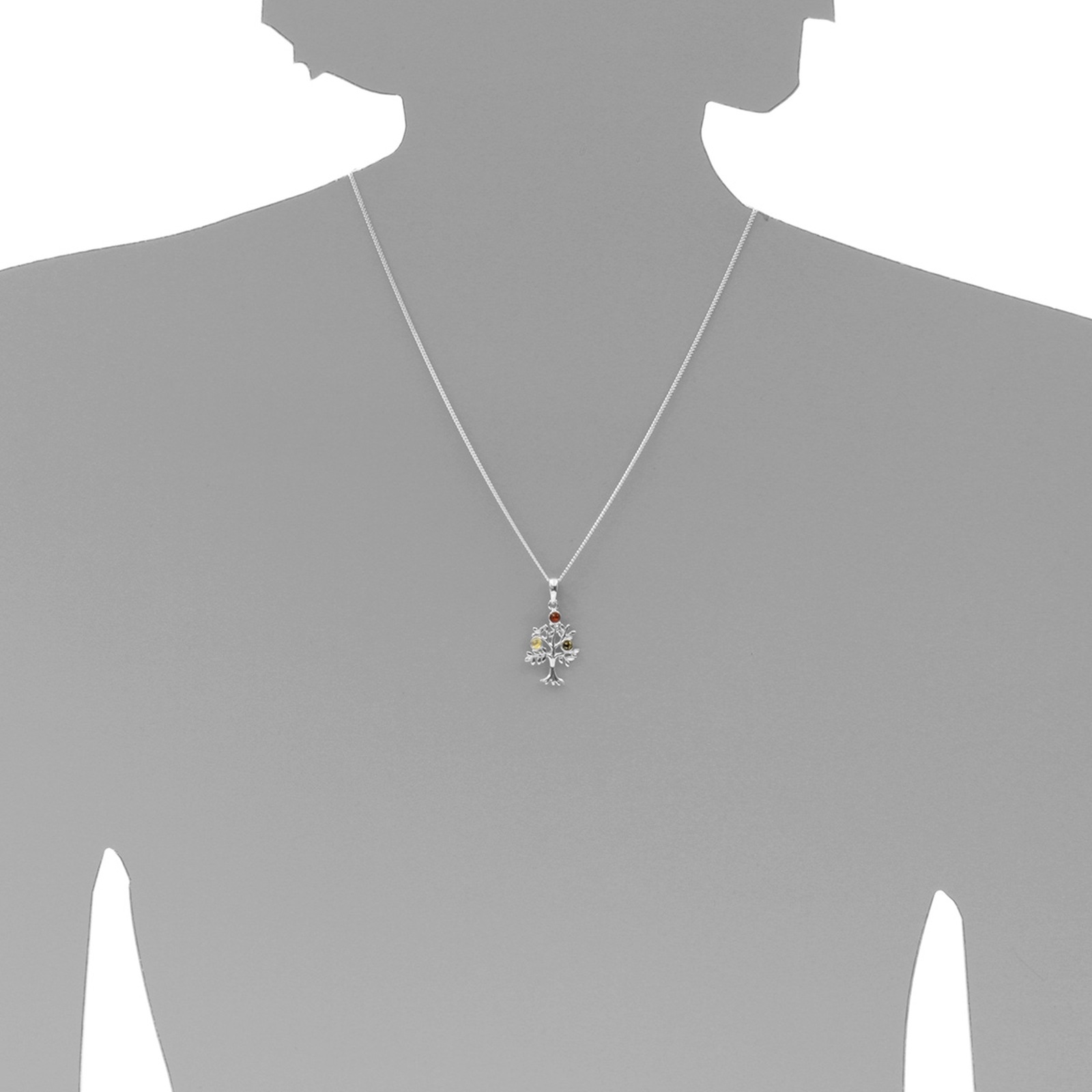OSTSEE-SCHMUCK Kette mit Anhänger »- Lebensbaum - Silber 925/000 - Bernstein«