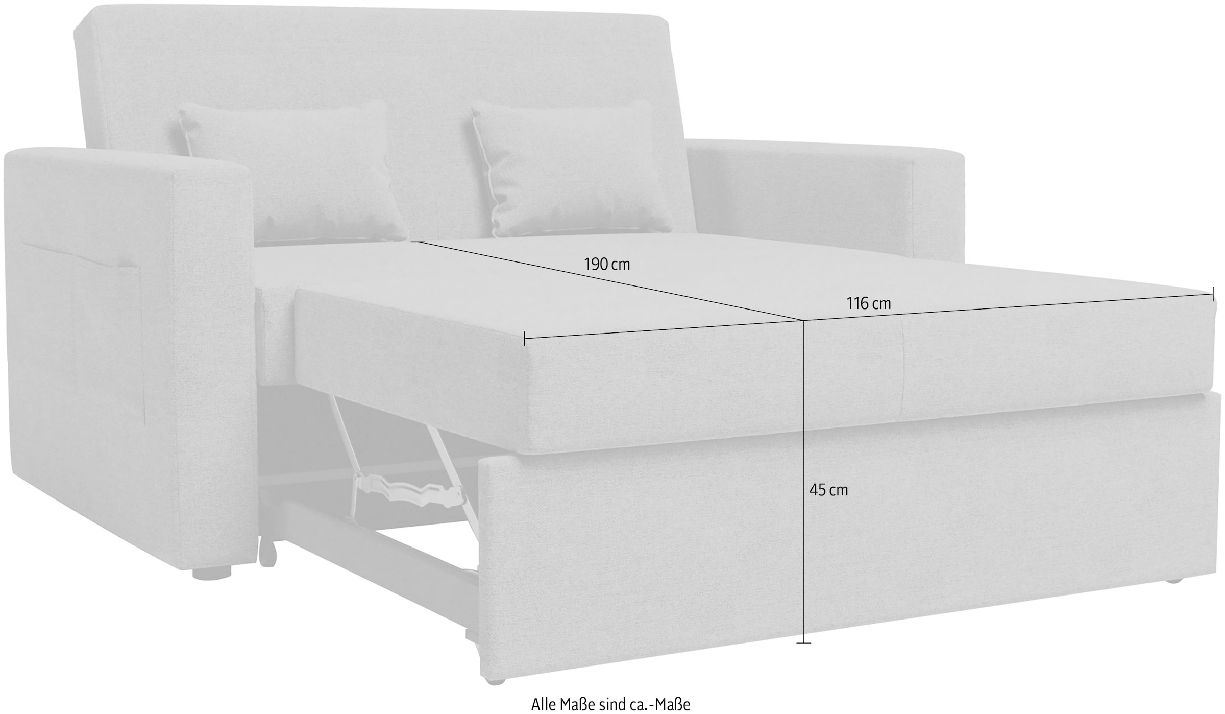 INOSIGN Schlafsofa »Ravena«, kompaktes 2-Sitzer Sofa, mit Bettfunktion
